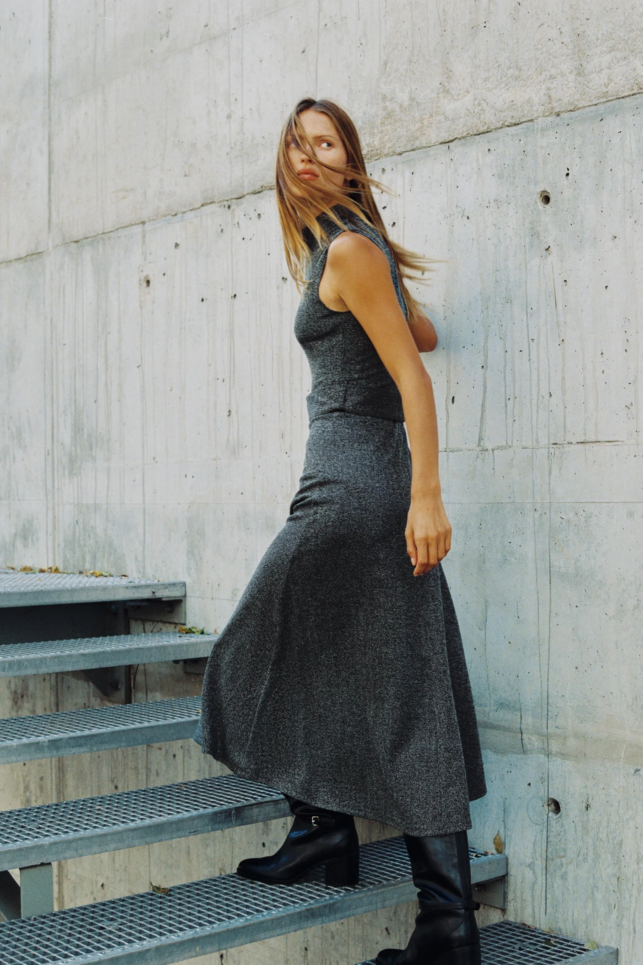 پیراهن توییل با کمربند