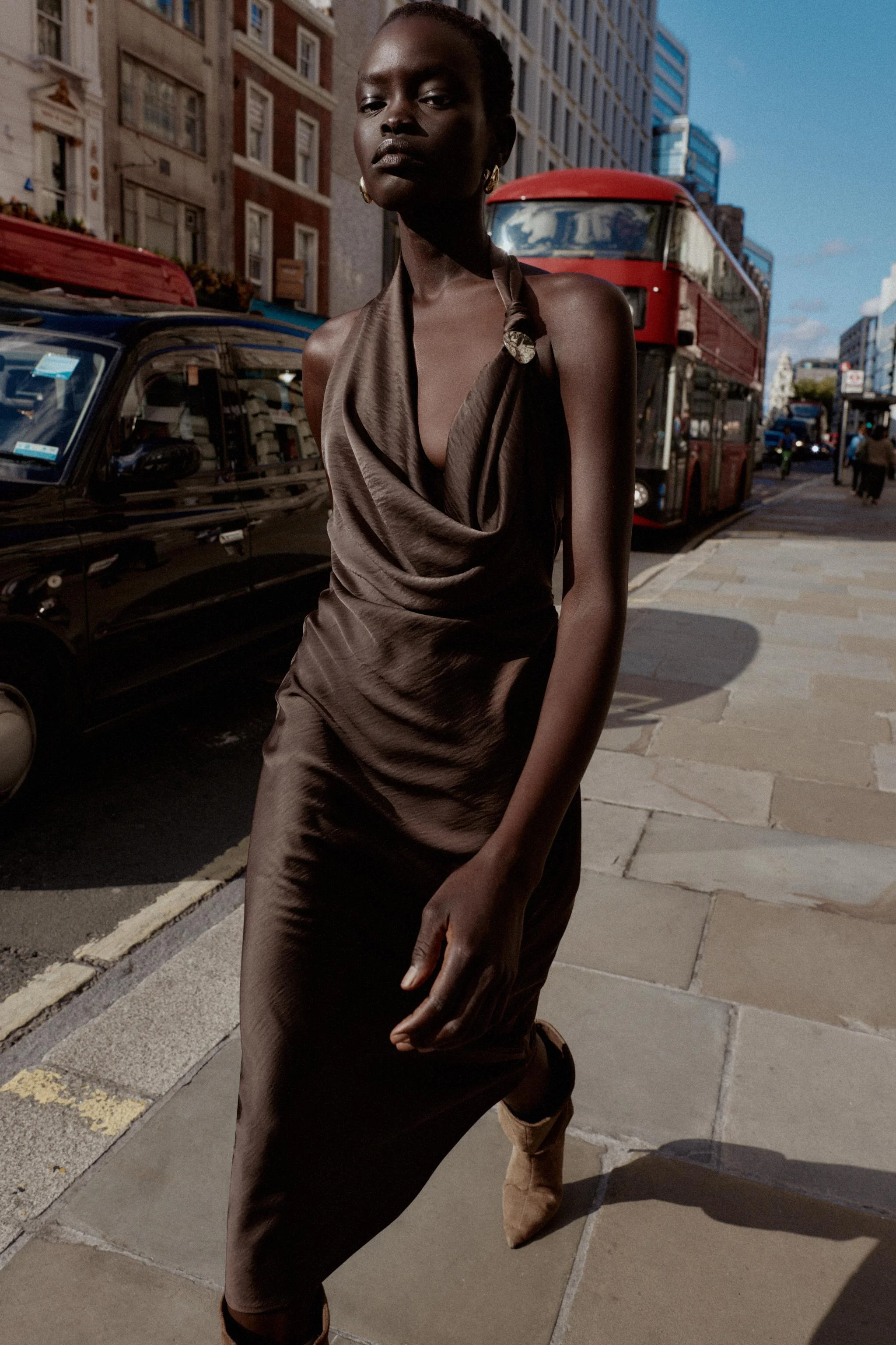 پیراهن میدی ساتن نامتقارن