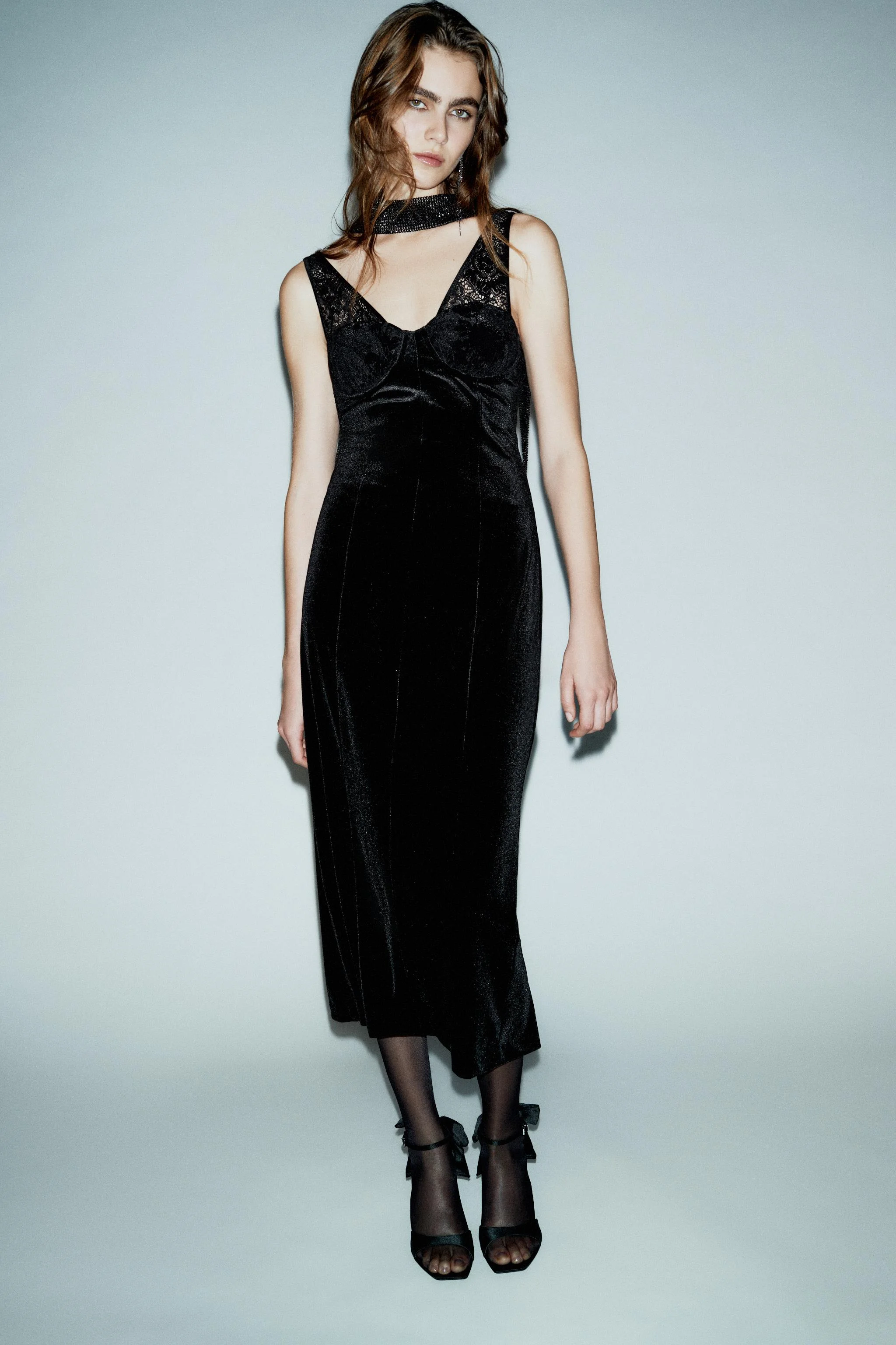 پیراهن میدی گیپور مخملی