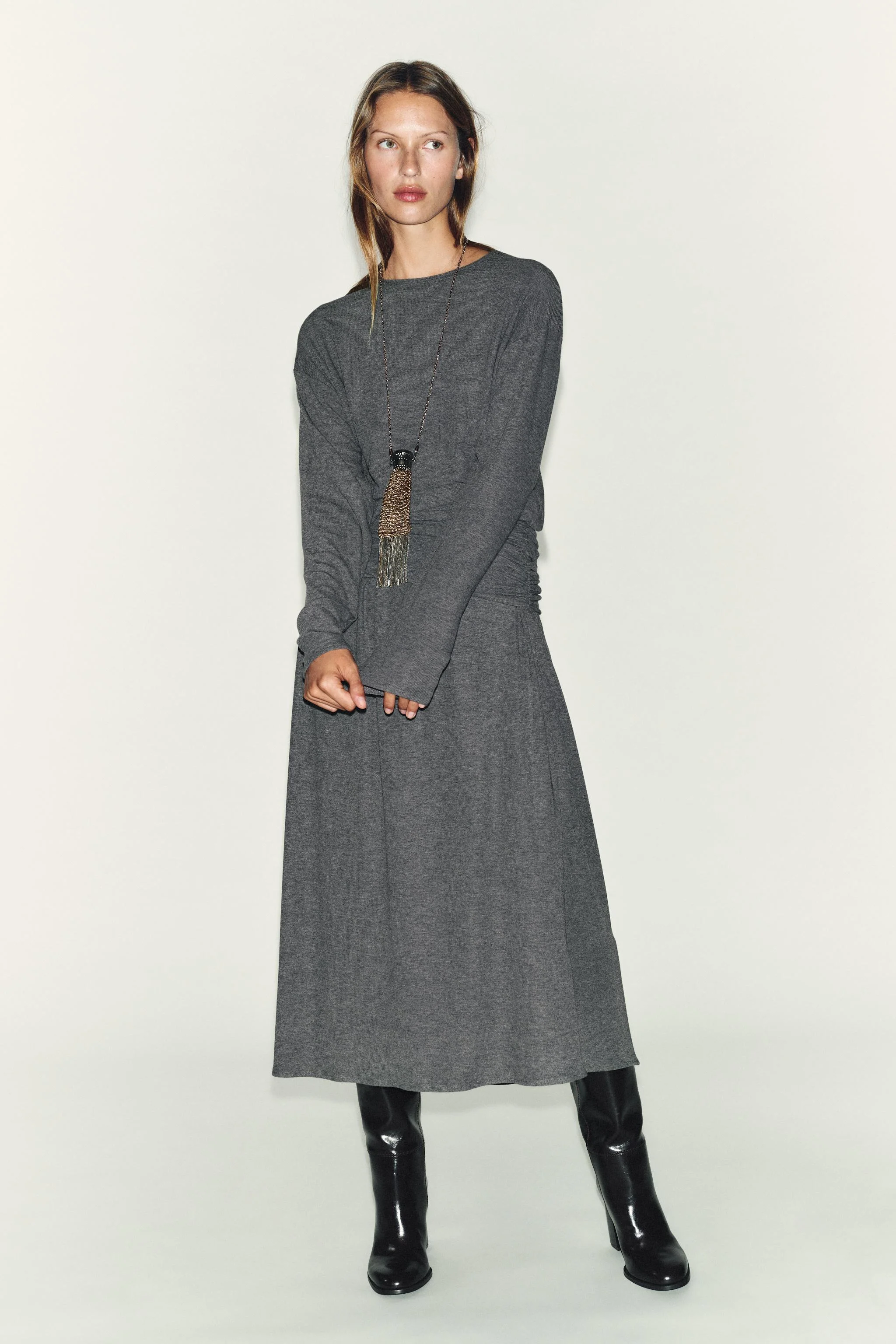 پیراهن بلند نرم با کمربند