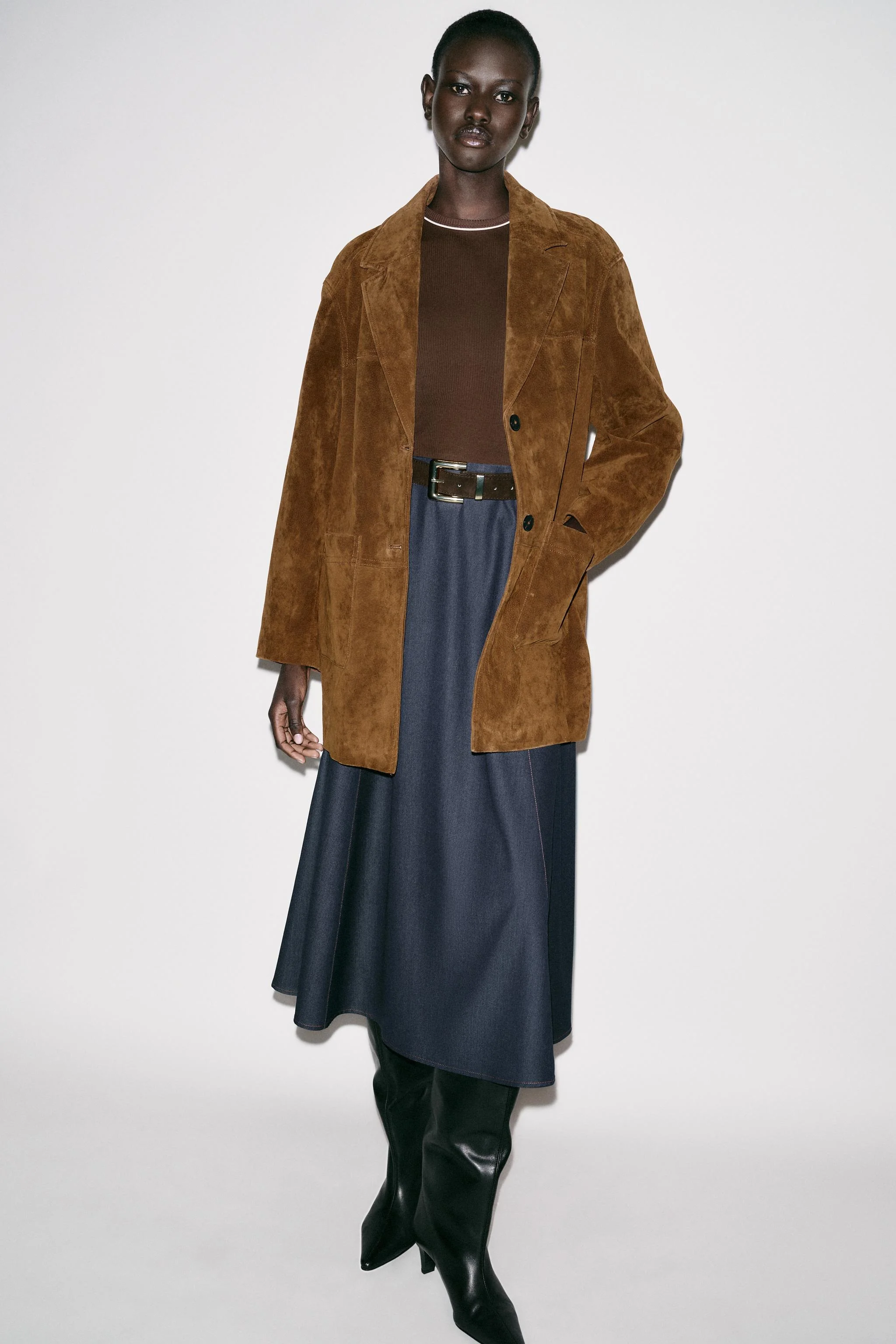 پیراهن میدی متضاد با کمربند