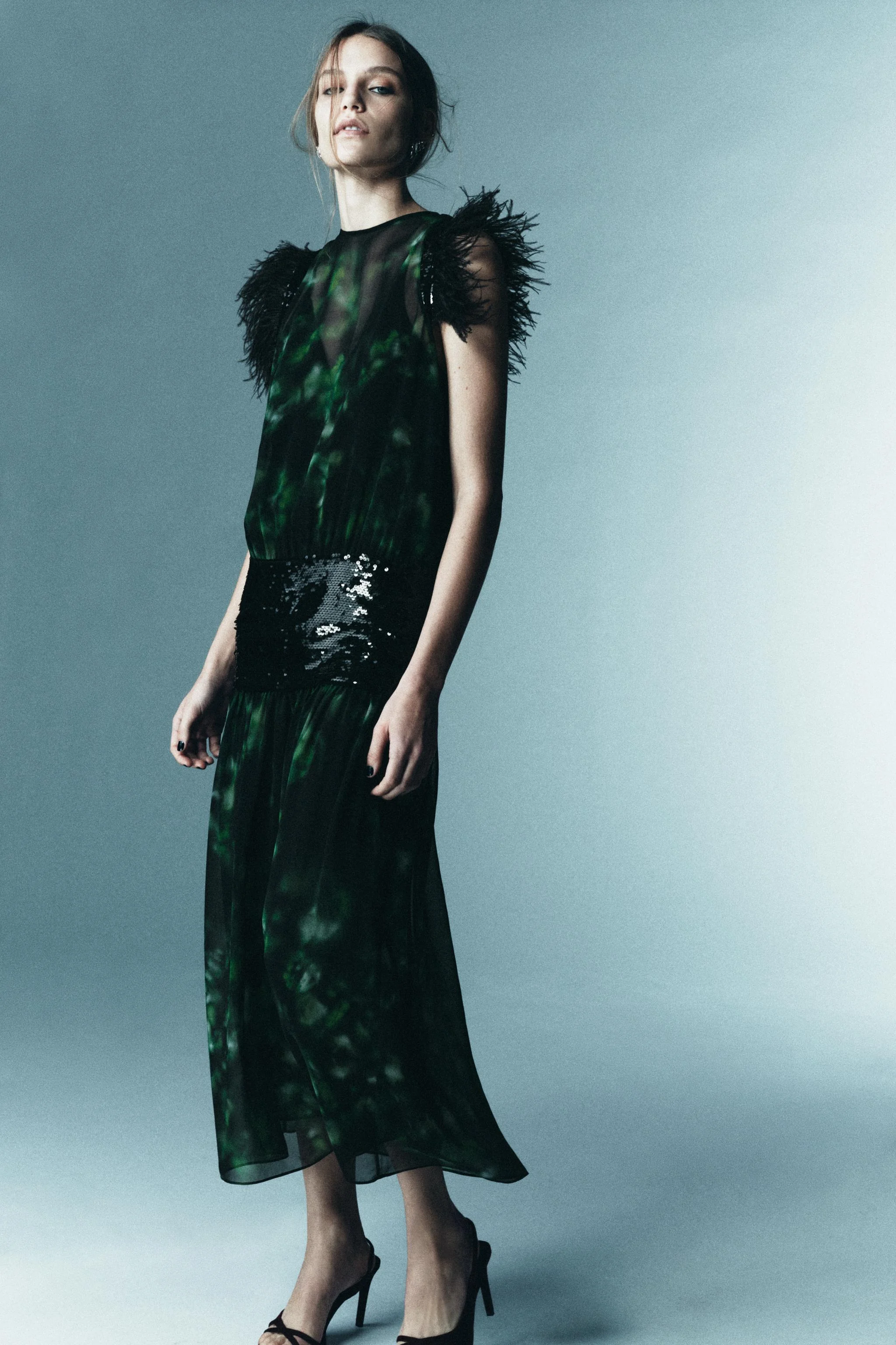 پیراهن میدی طرح چاپی ترکیبی نسخه محدود