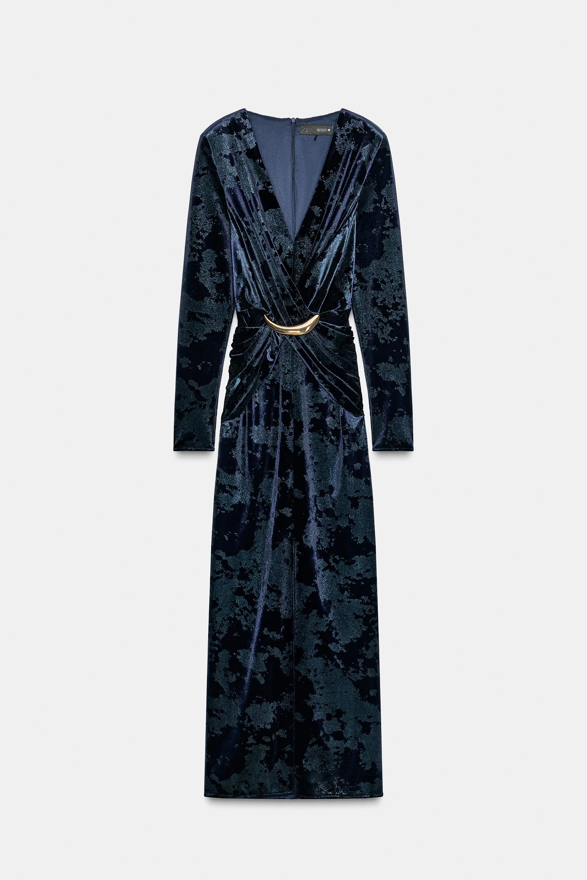 پیراهن میدی مخمل با تزیینات فلزی