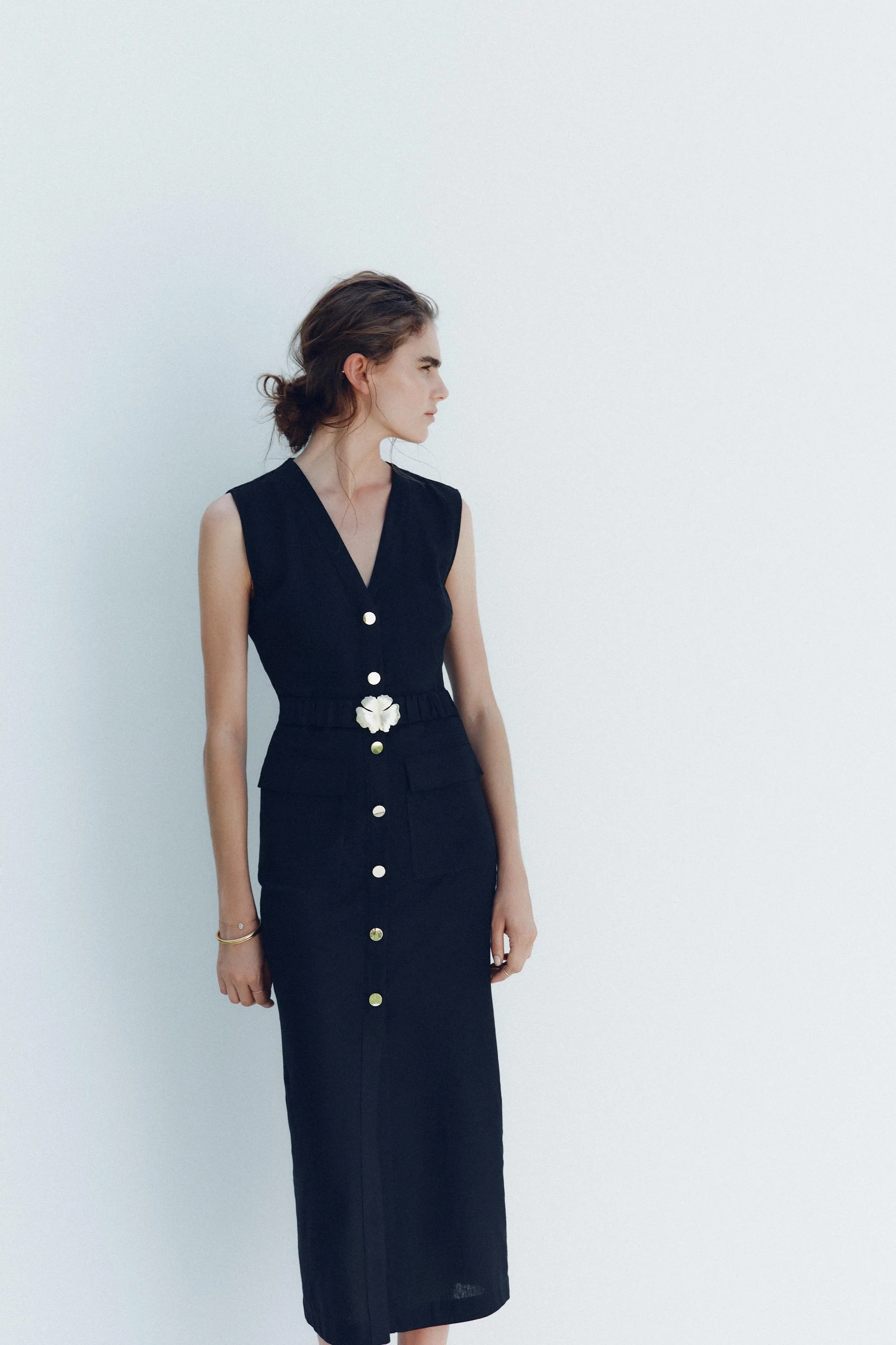 پیراهن میدی با کمربند ترکیبی لینن پیراهن میدی با کمربند ترکیبی لینن