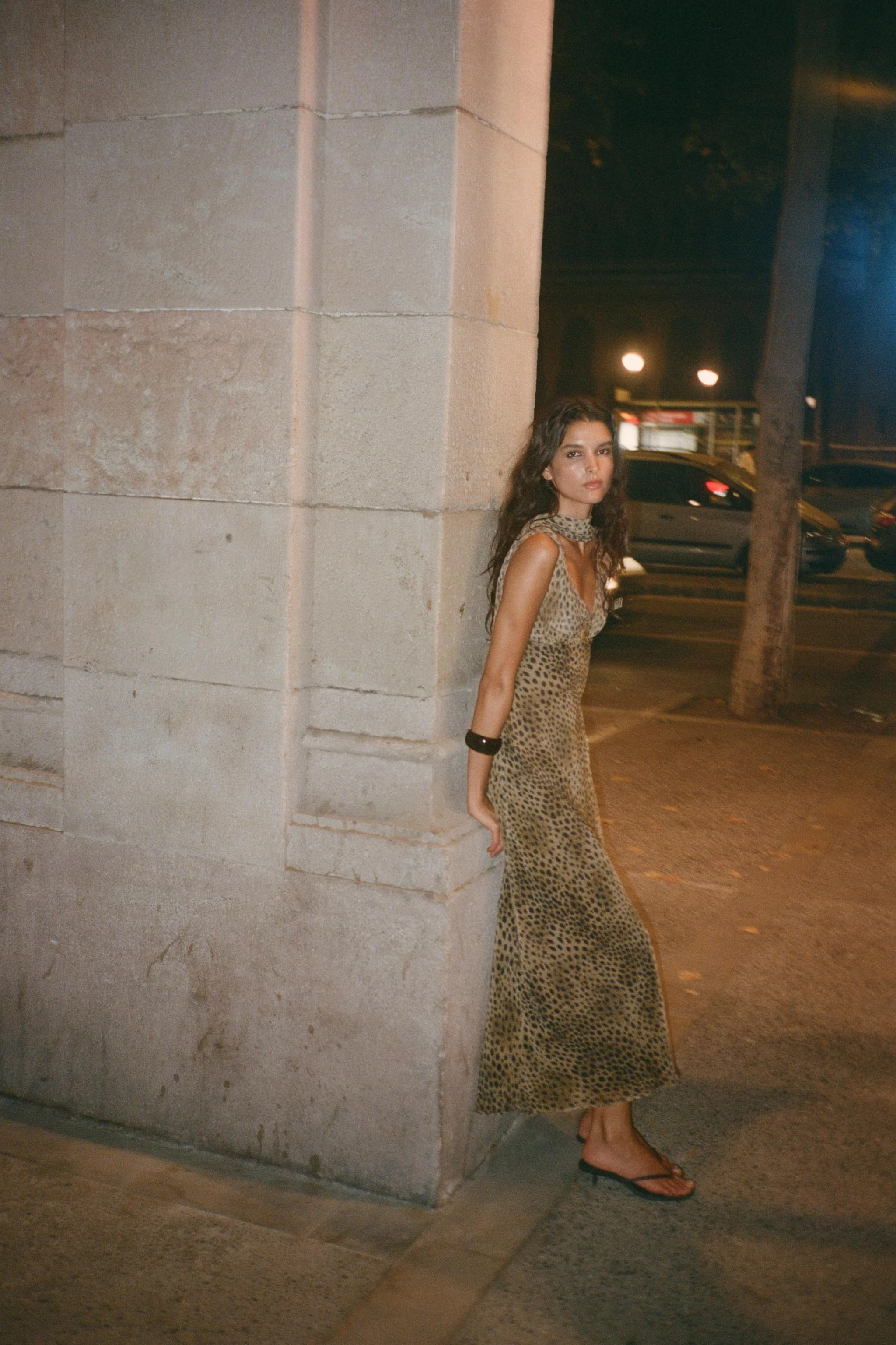 پیراهن میدی طرح حیوانات با شال گردن