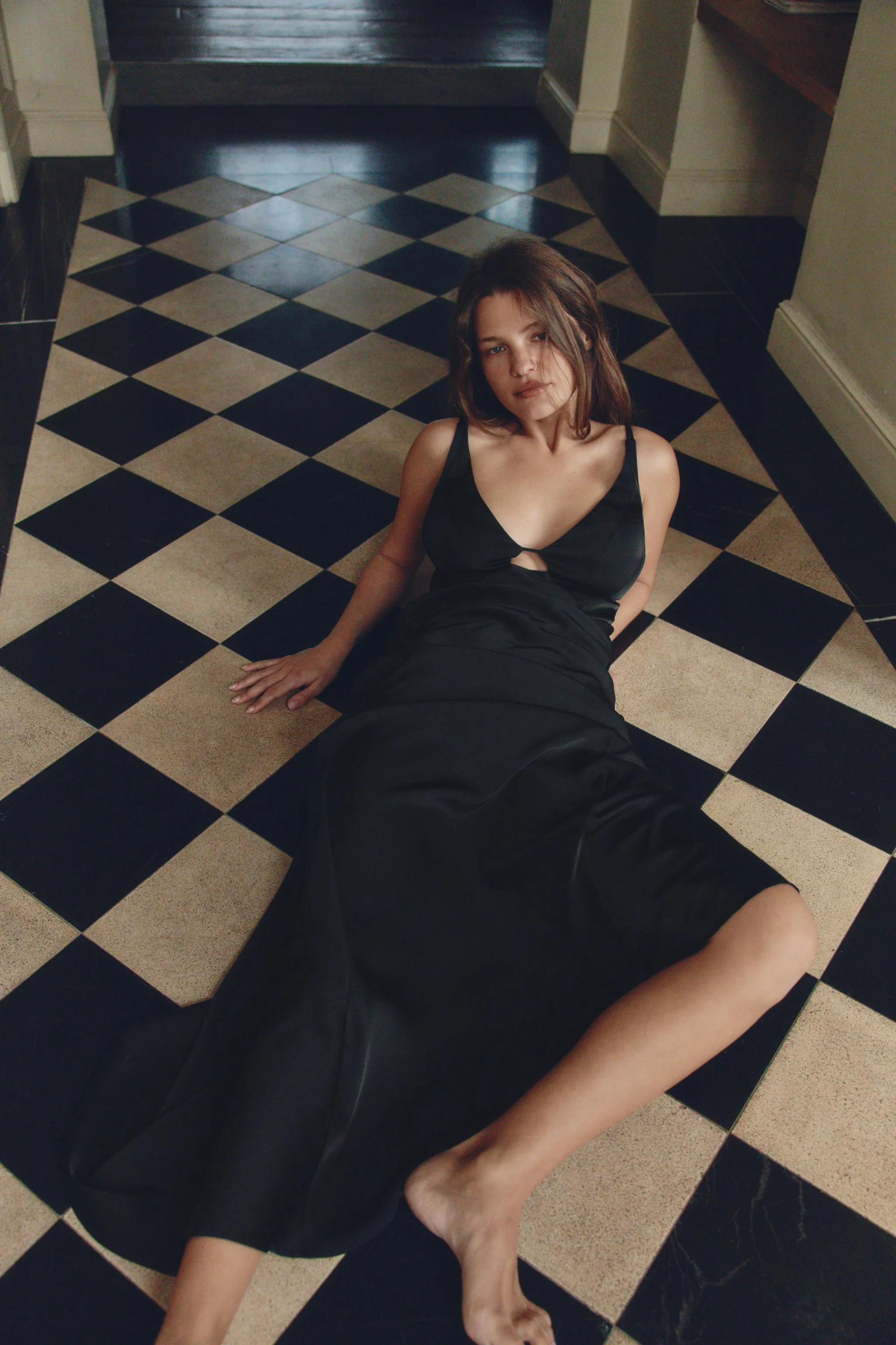 پیراهن بلند ساتن بنددار