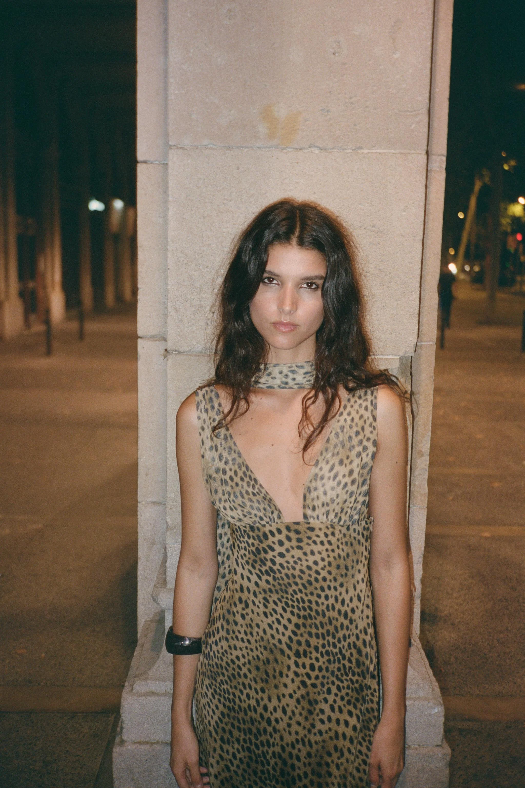 پیراهن میدی طرح حیوانات با شال گردن