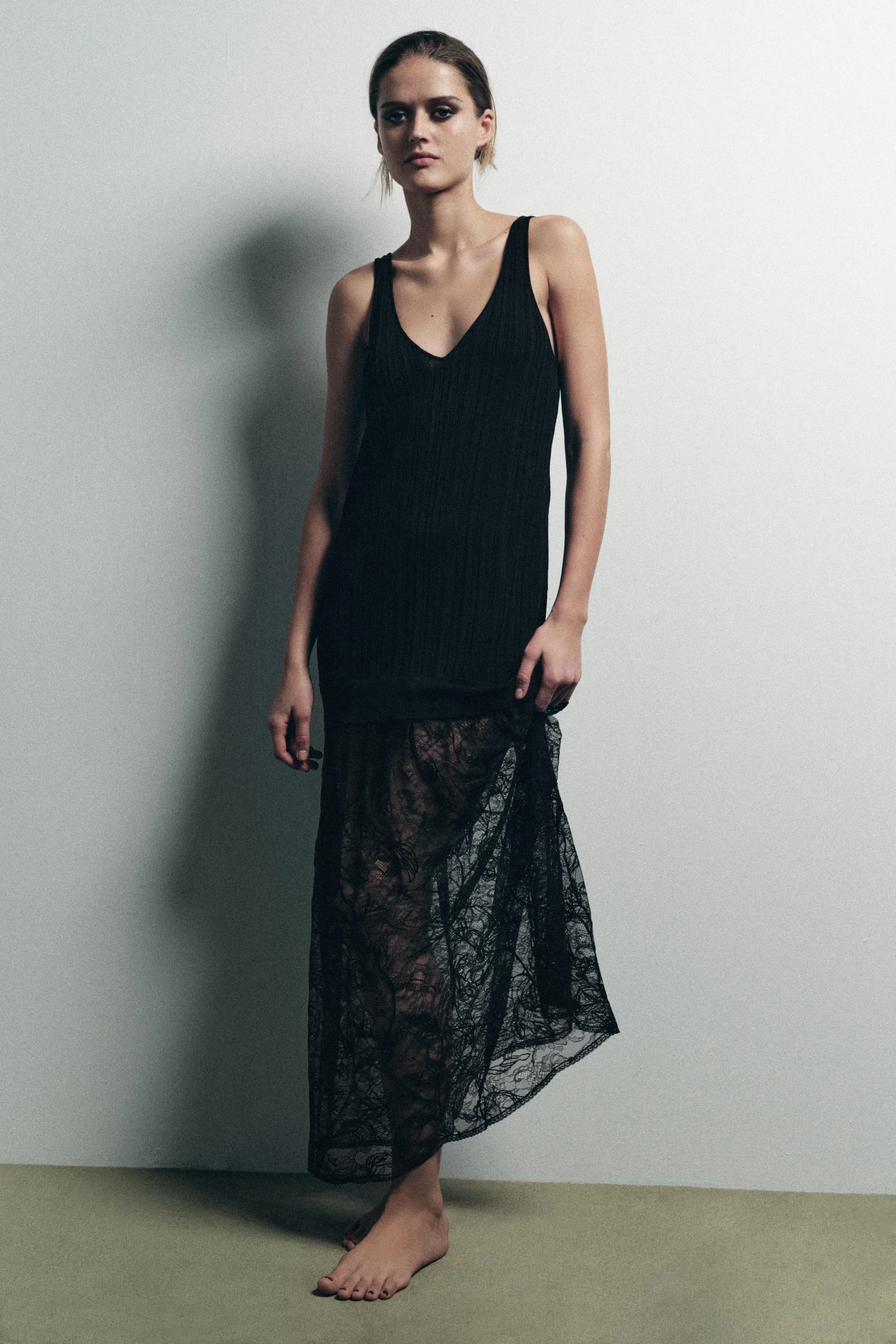 پیراهن میدی بافت توری