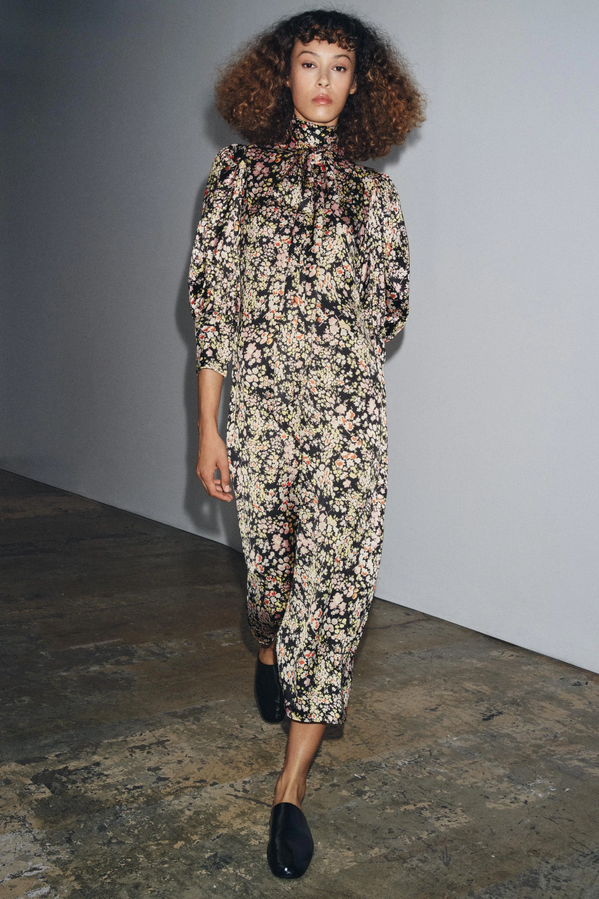 پیراهن میدی طرح گل ZW COLLECTION