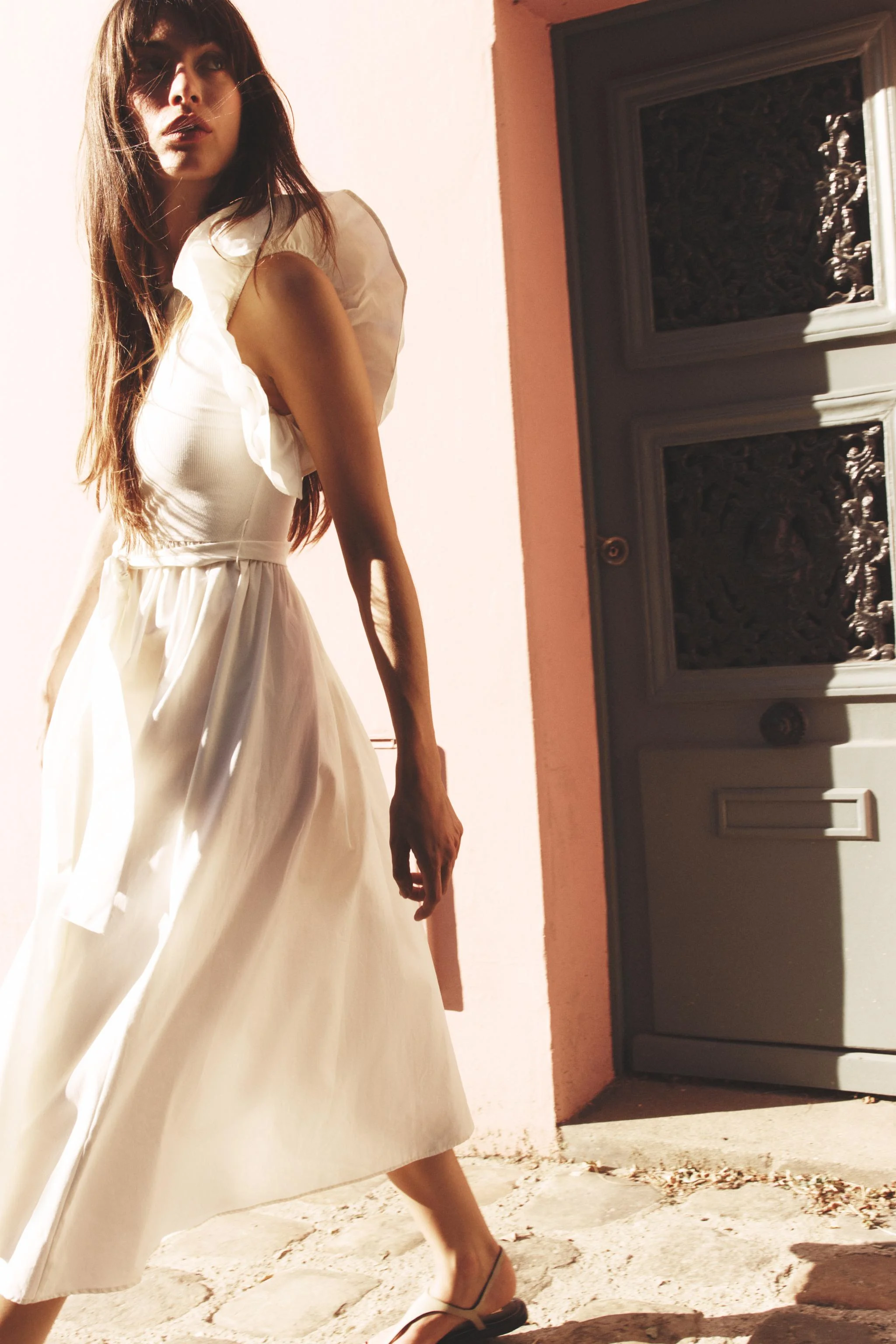 پیراهن میدی با تضاد چیندار پیراهن میدی با تضاد چیندار