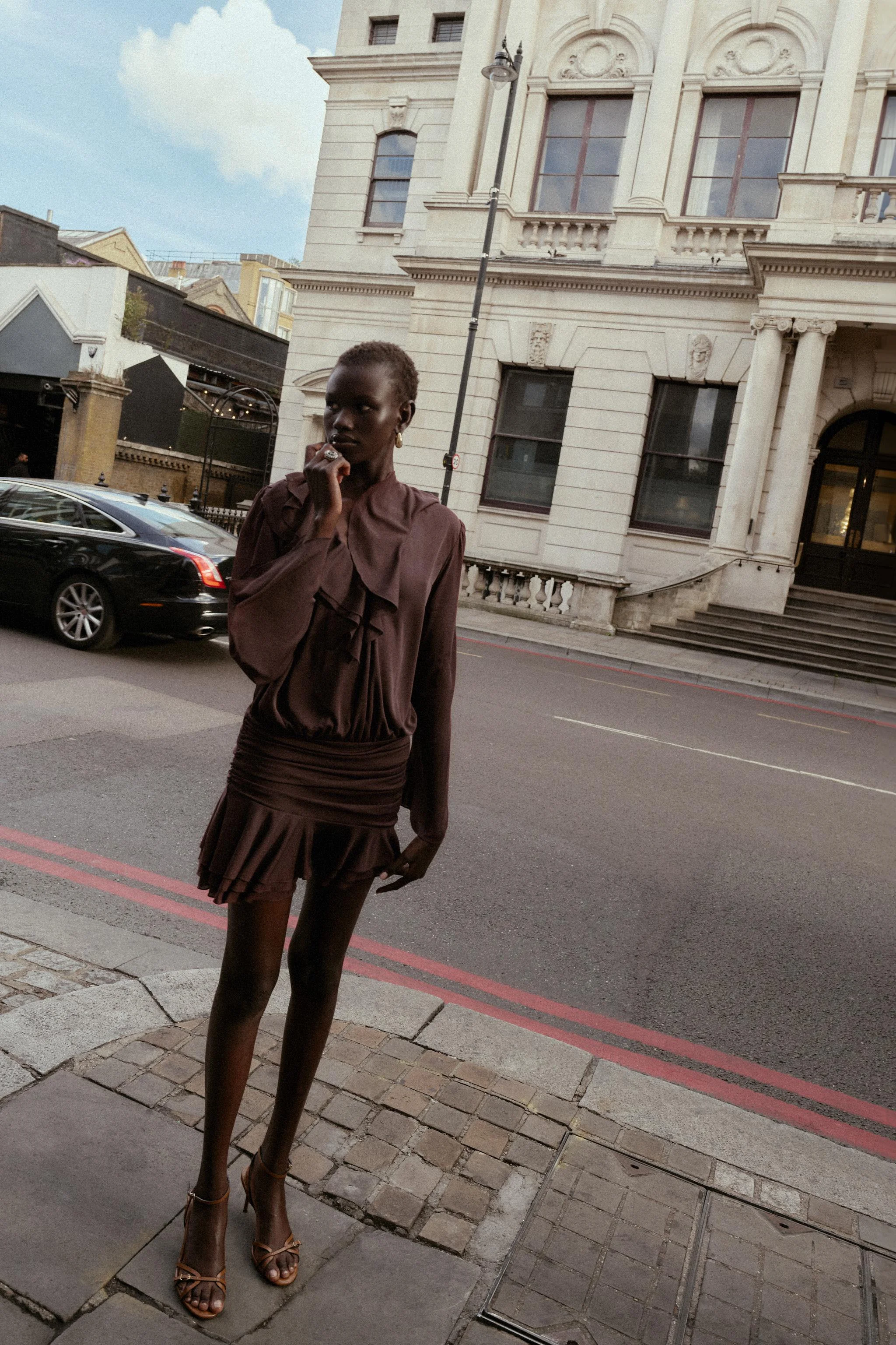 پیراهن کوتاه با چین های تزیینی