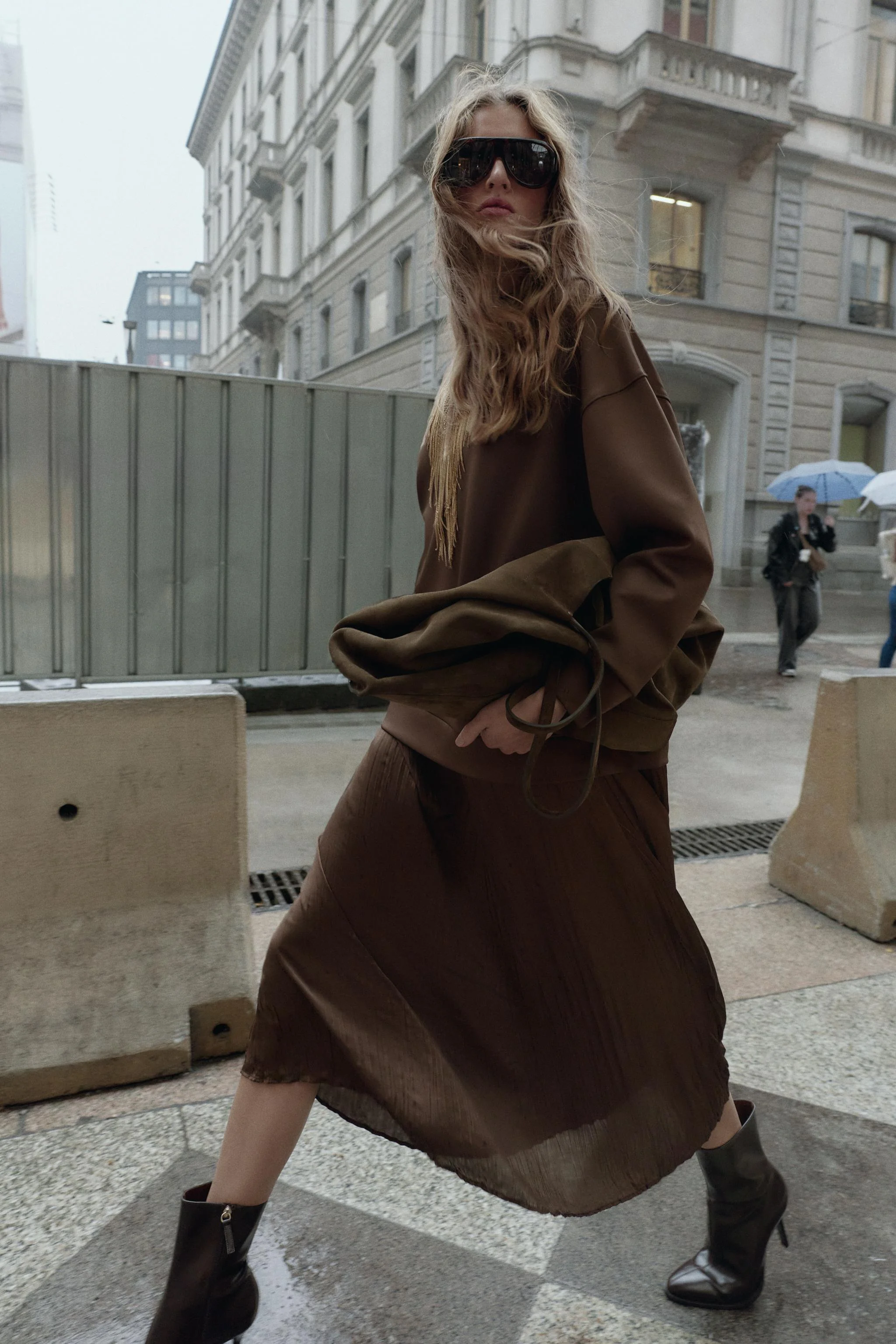 پیراهن میدی ساتن ترکیبی