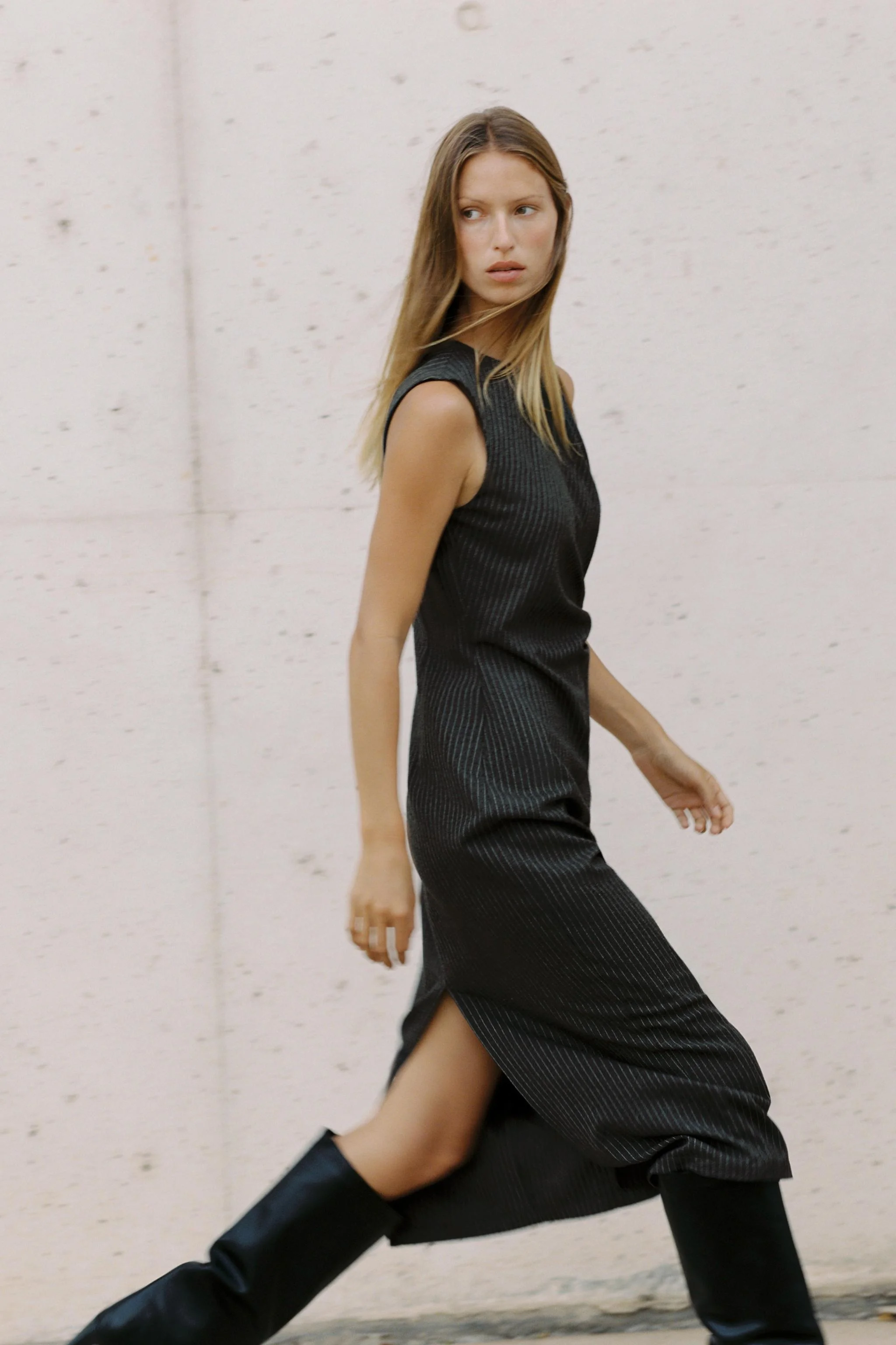 پیراهن میدی راه راه با سگک