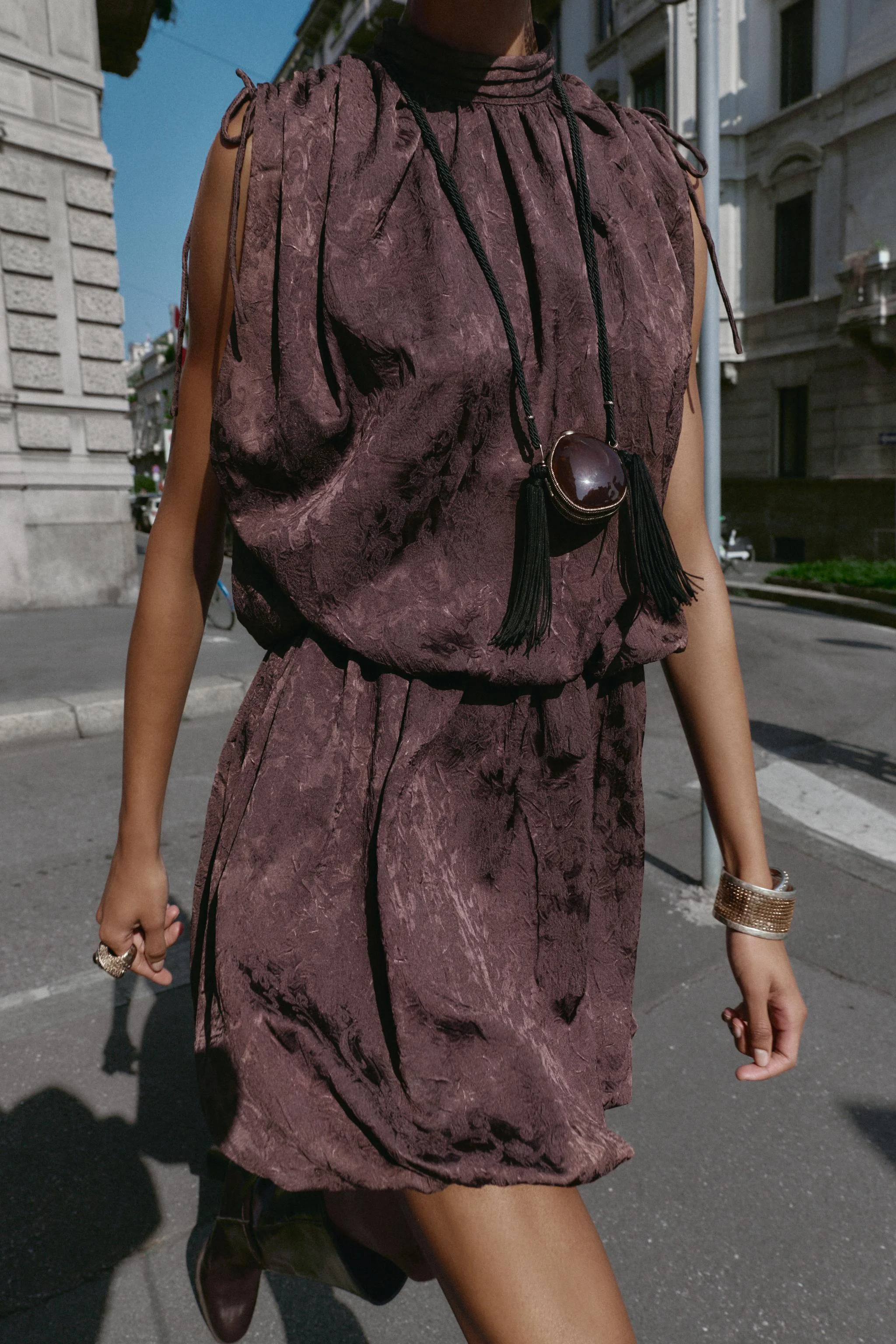 پیراهن کوتاه حجیم ژاکارد