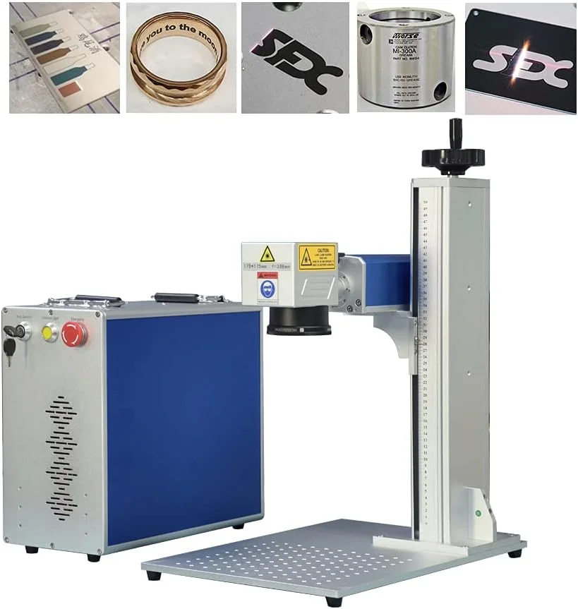 دستگاه حکاکی لیزری فیبر MOPA 60 واتی با لنز 175×175 میلی‌متری برای فلز، پلیمر، طلا، نقره و فولاد ضد زنگ