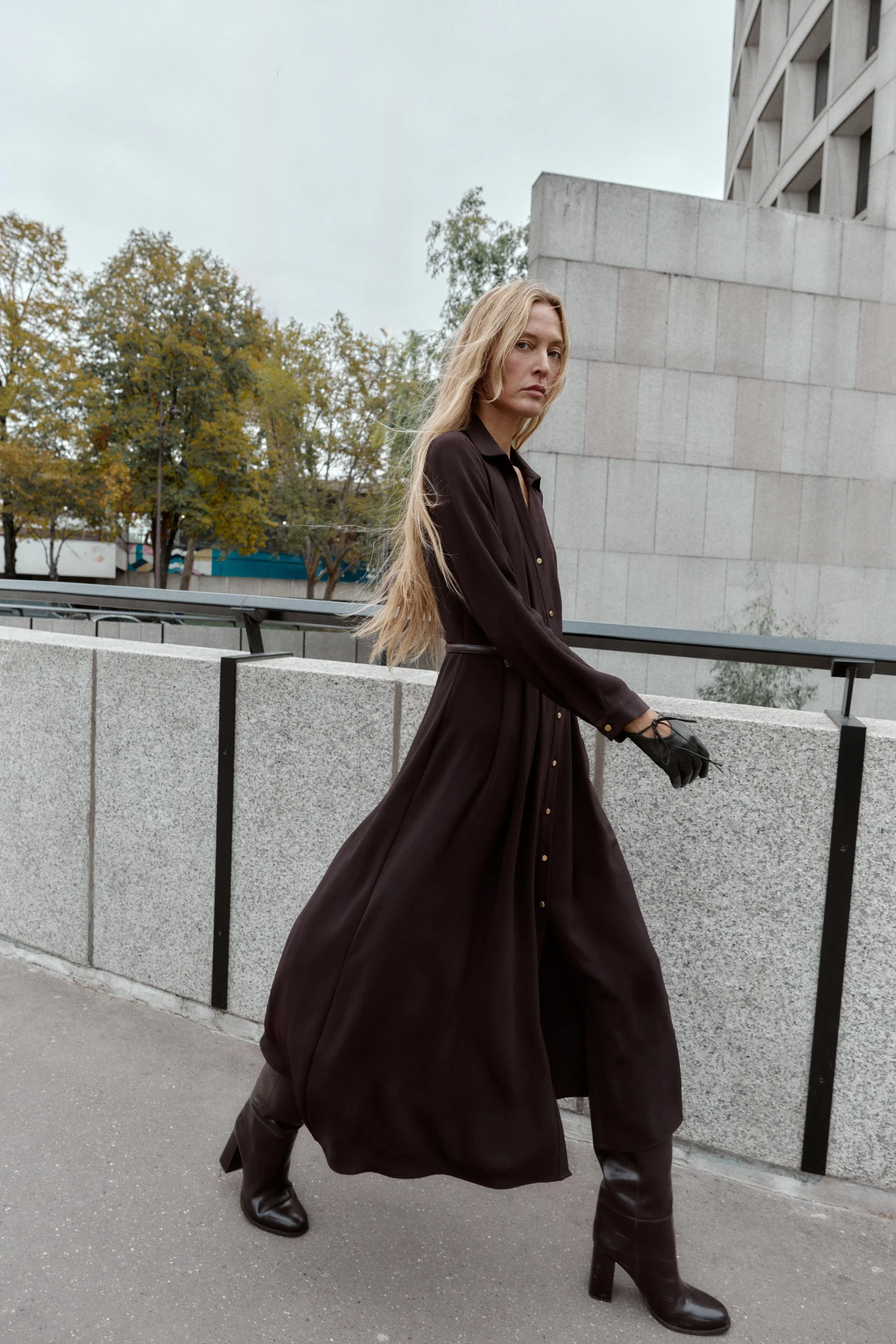 پیراهن میدی با کمربند