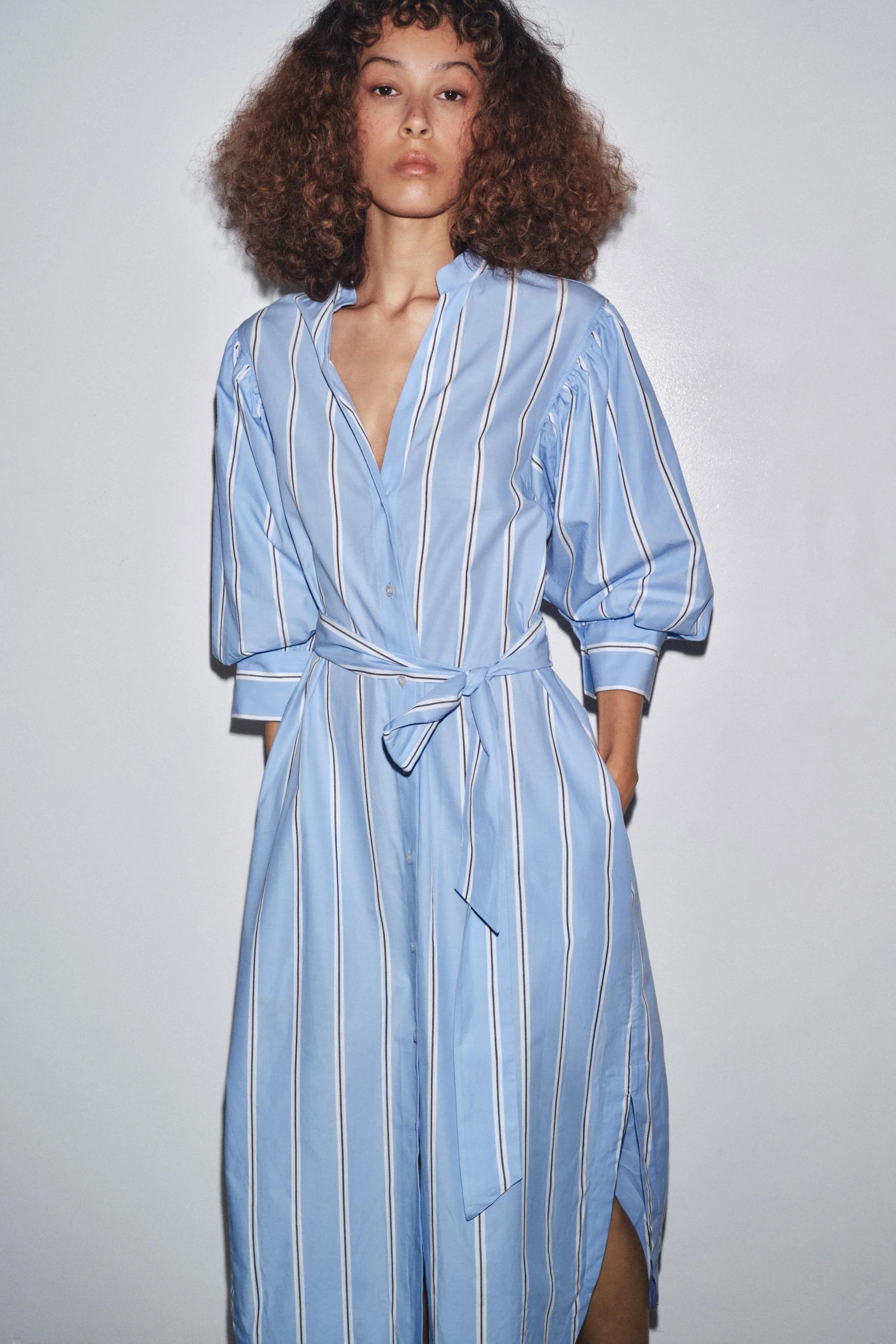 پیراهن راه راه کمربند دار ZW COLLECTION پیراهن راه راه کمربند دار ZW COLLECTION