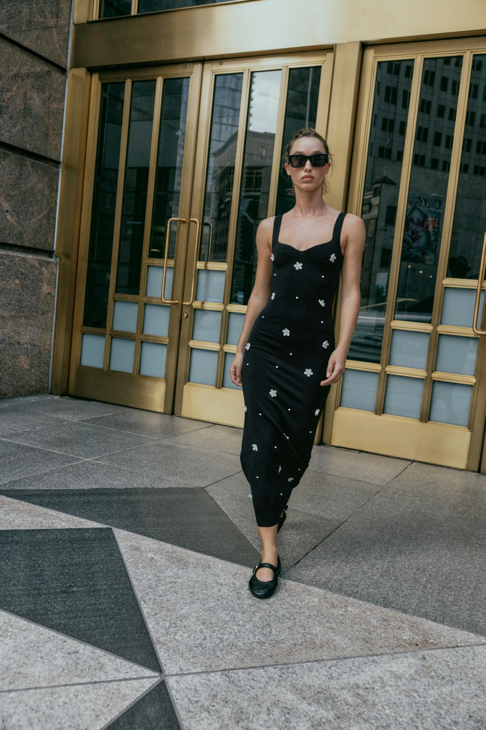 پیراهن میدی کشی طرح گلدار