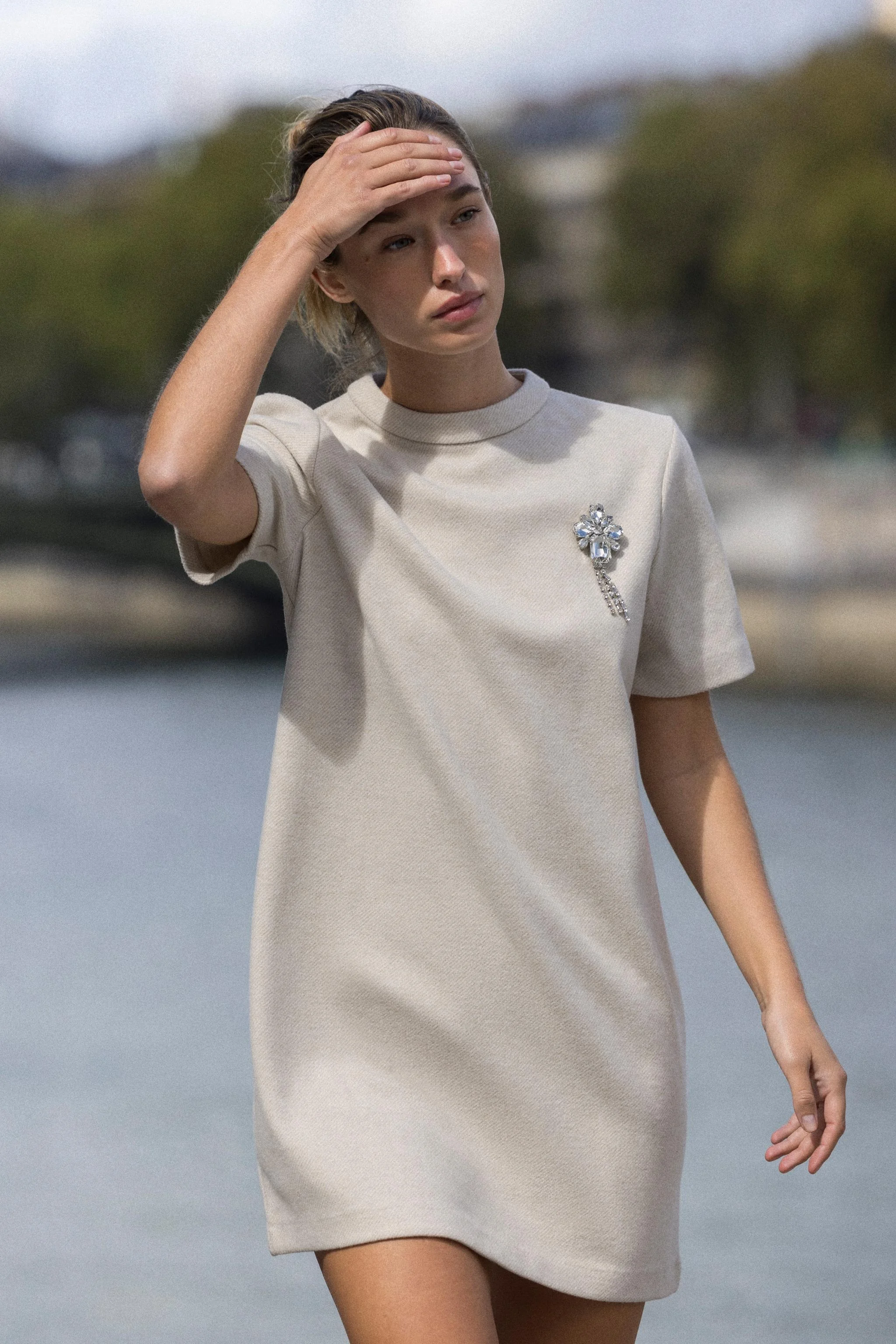 پیراهن کوتاه طرح شاه ماهی با تزیین جواهردوزی