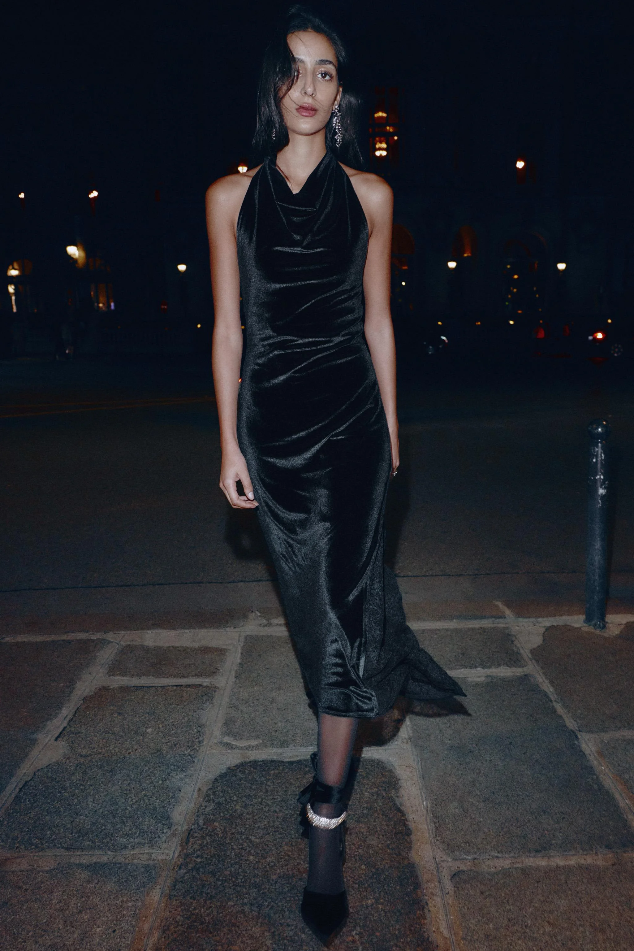 پیراهن میدی گیپور مخملی