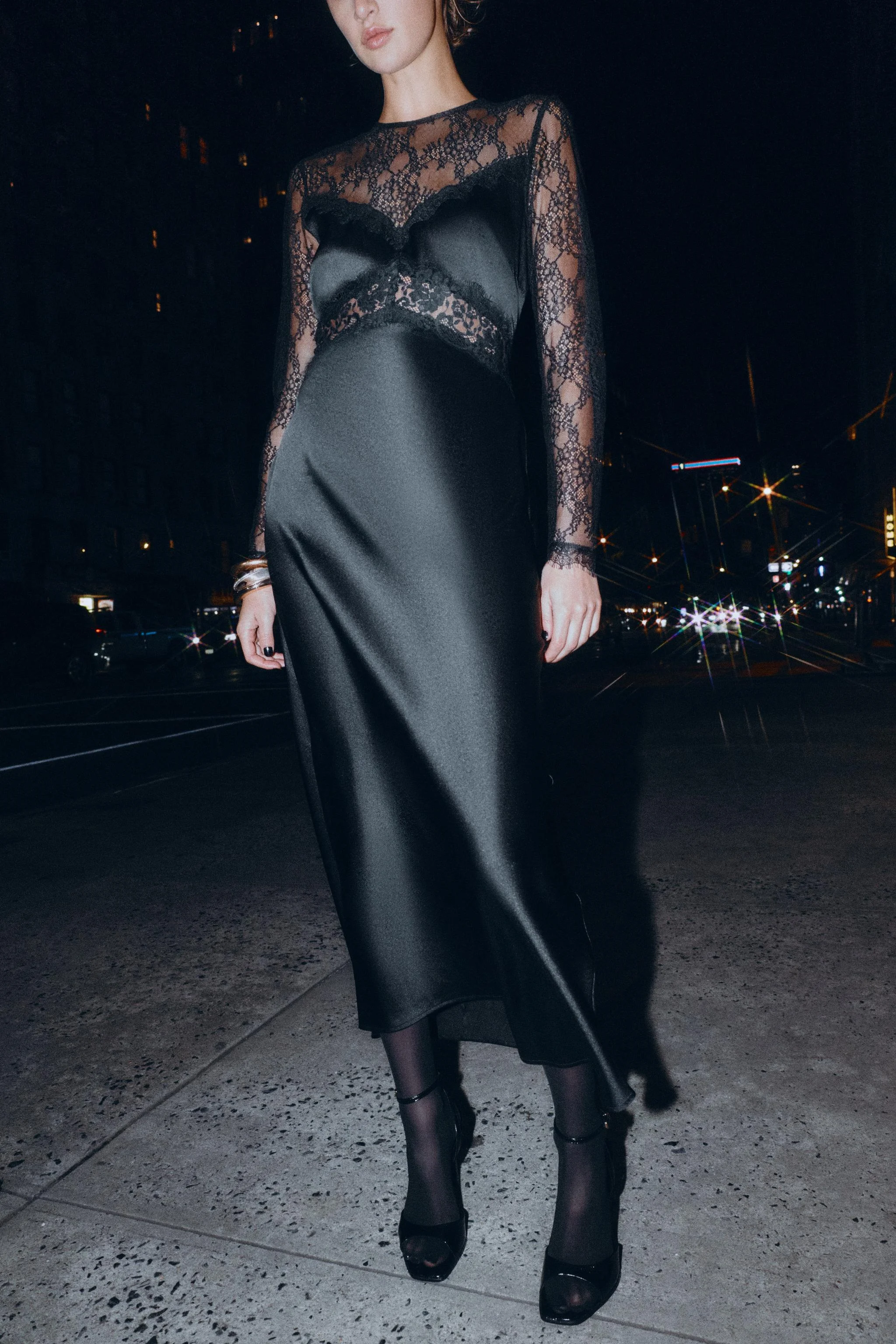 پیراهن بلند با ترکیب گیپور