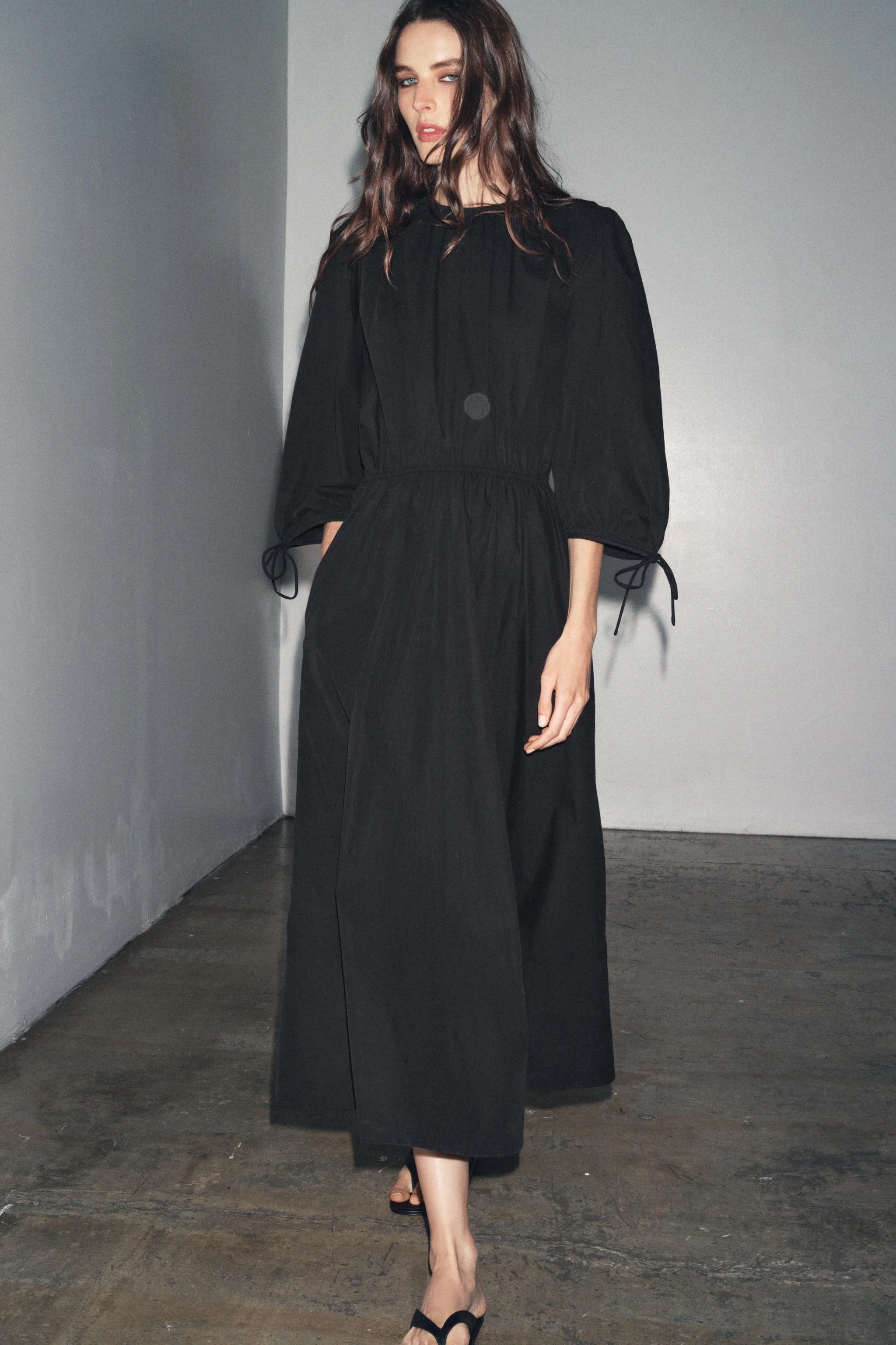 پیراهن میدی پاپلین جمع شده ZW COLLECTION