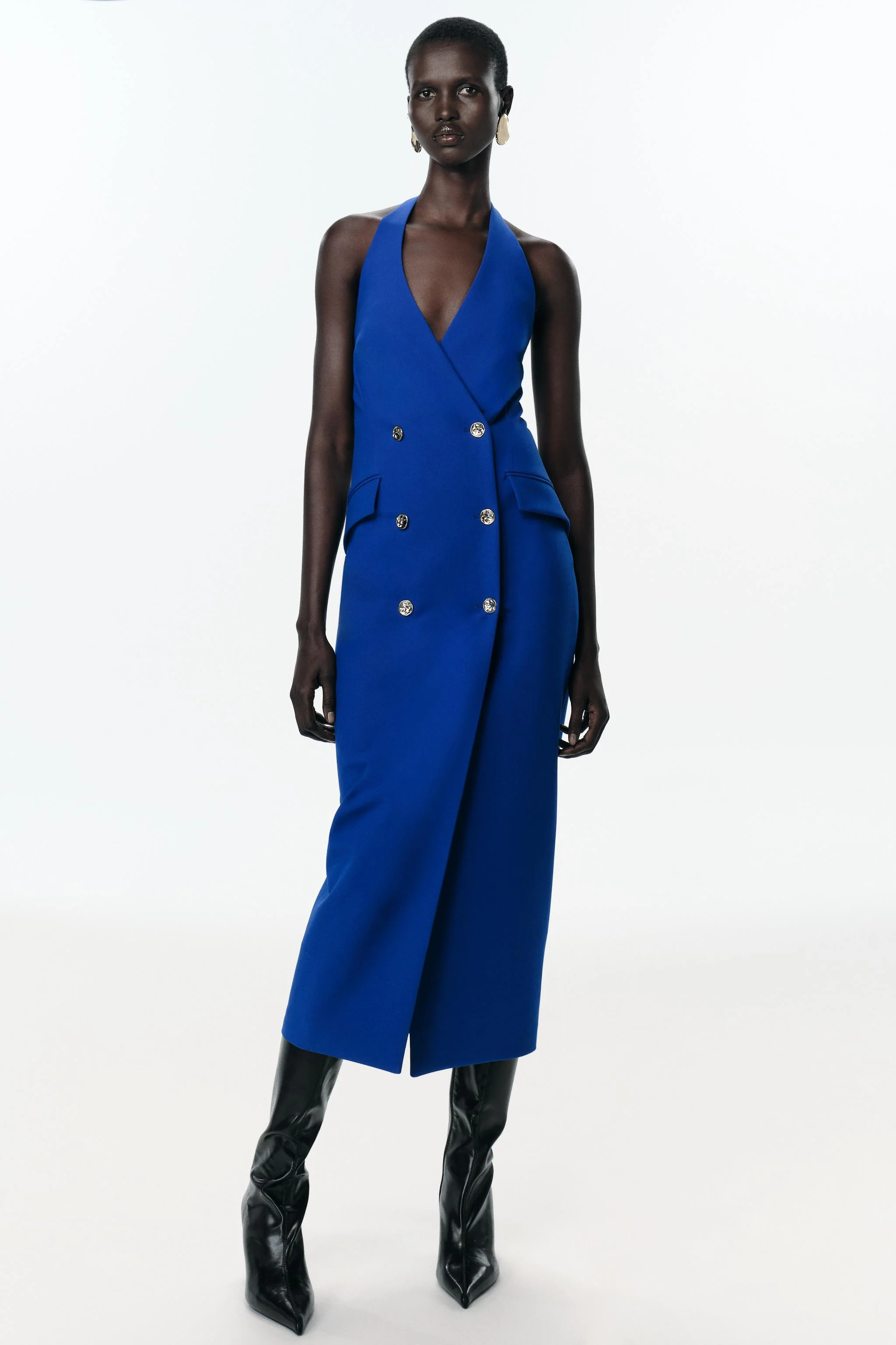 پیراهن میدی یقه هالتر ضربدری