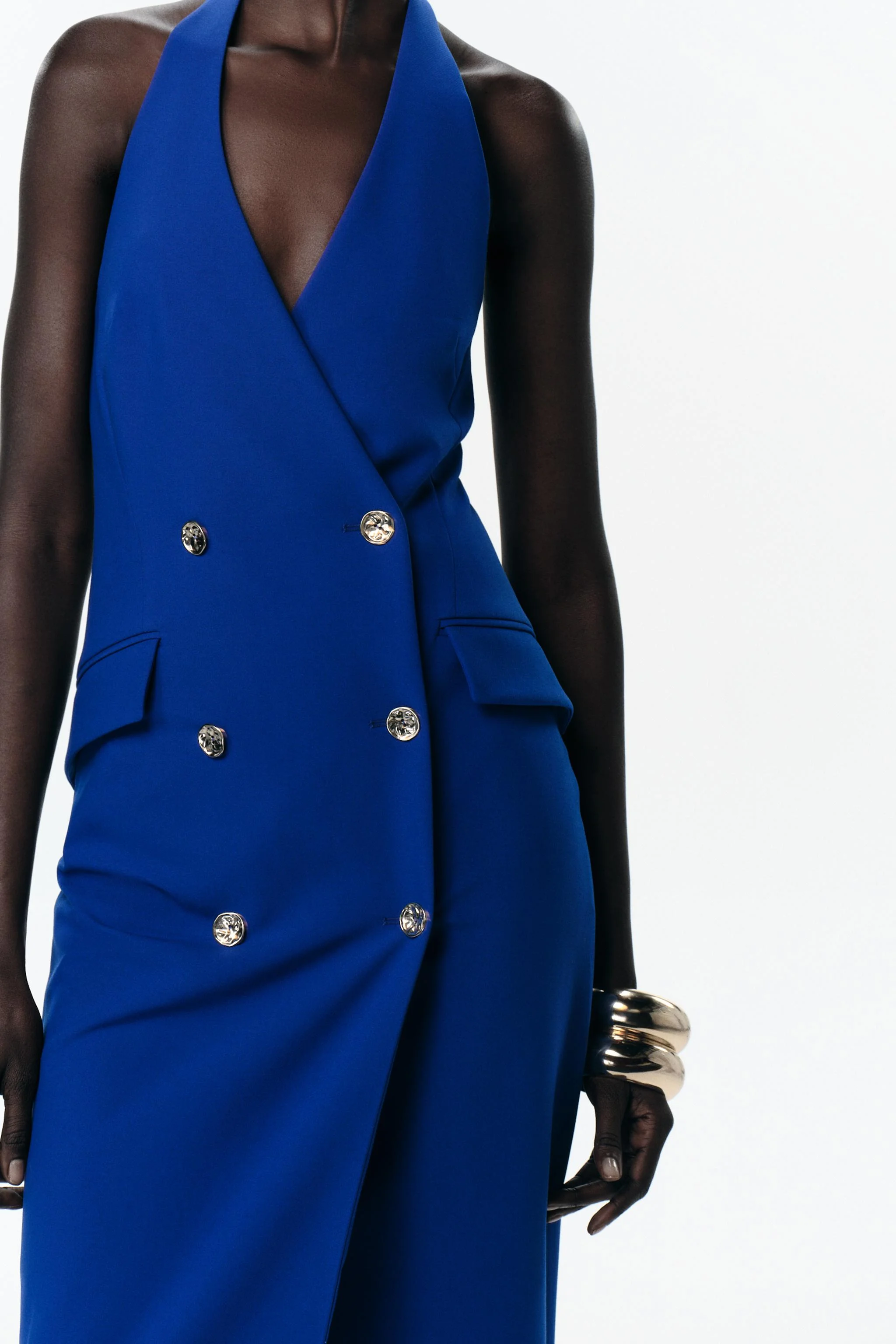 پیراهن میدی یقه هالتر ضربدری