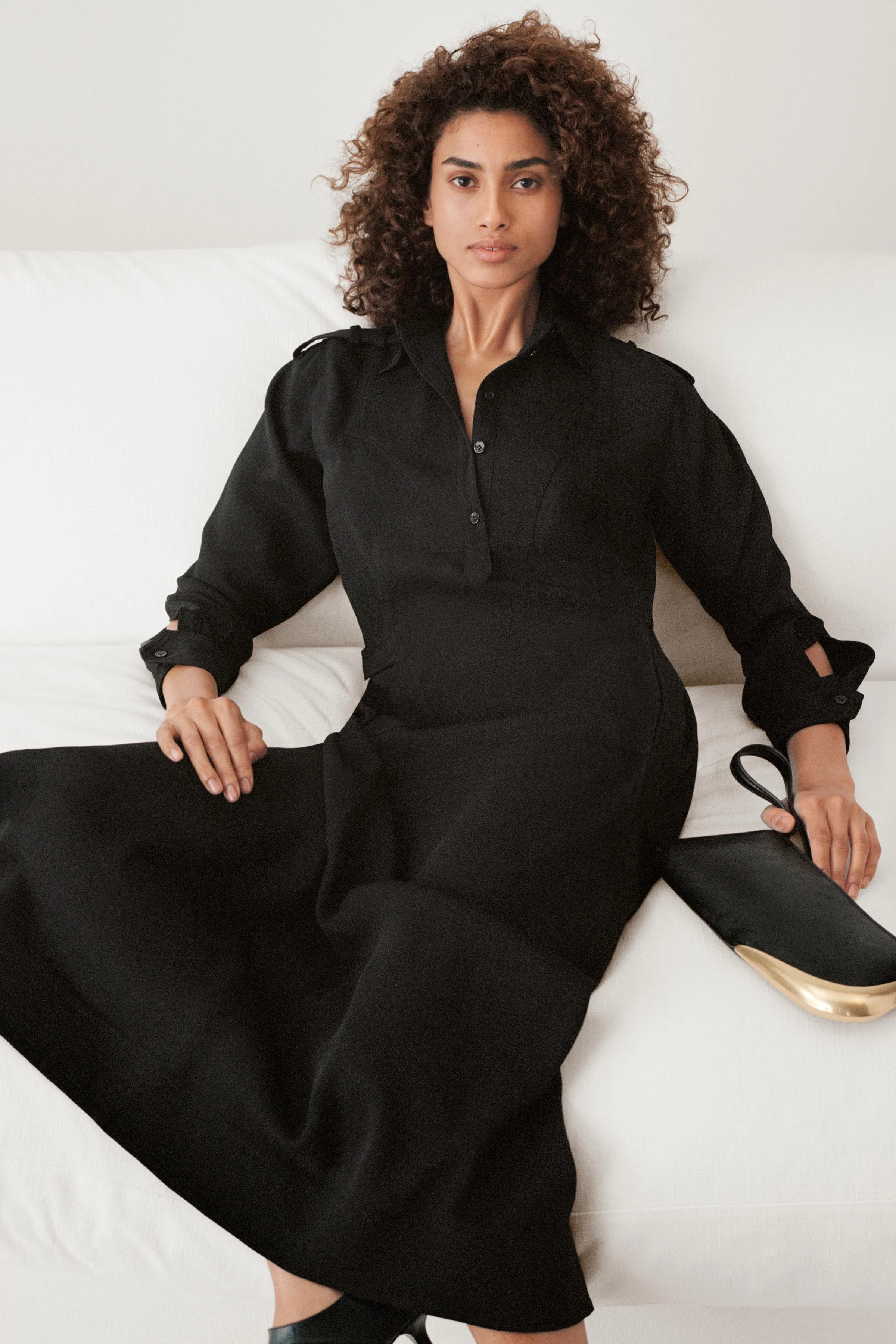 پیراهن کمربند دار با دکمه