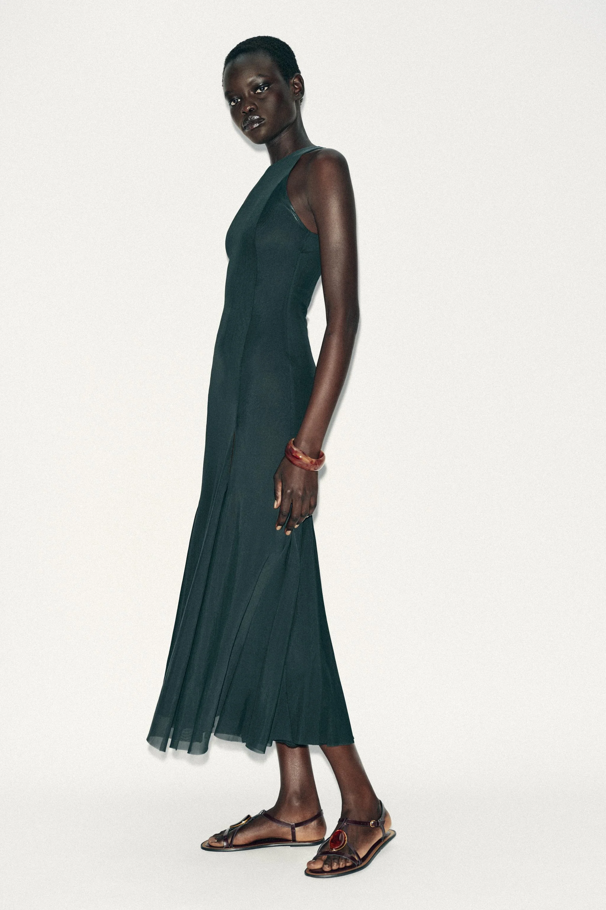 پیراهن بلند توری گوده دار