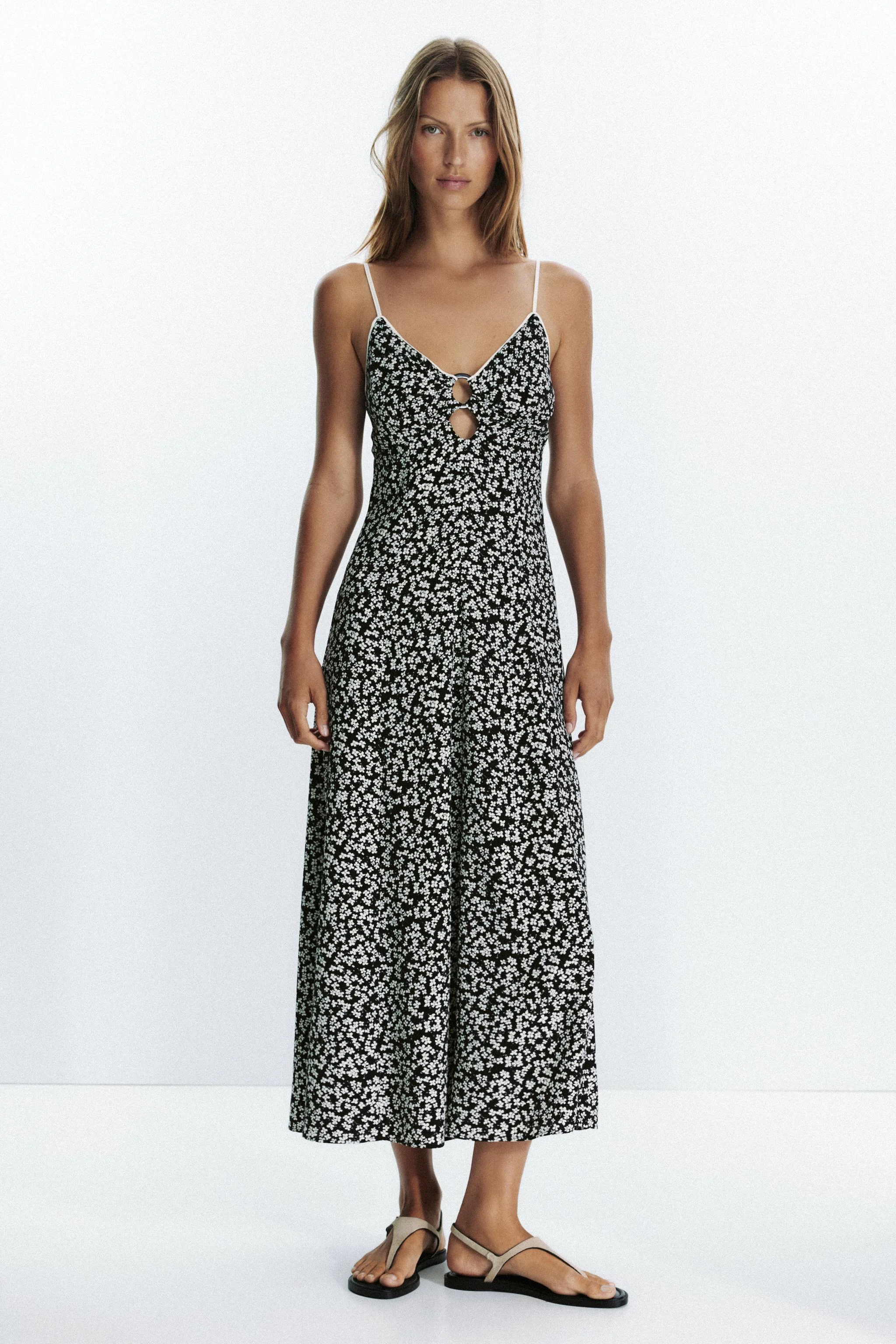 پیراهن میدی با طرح گل