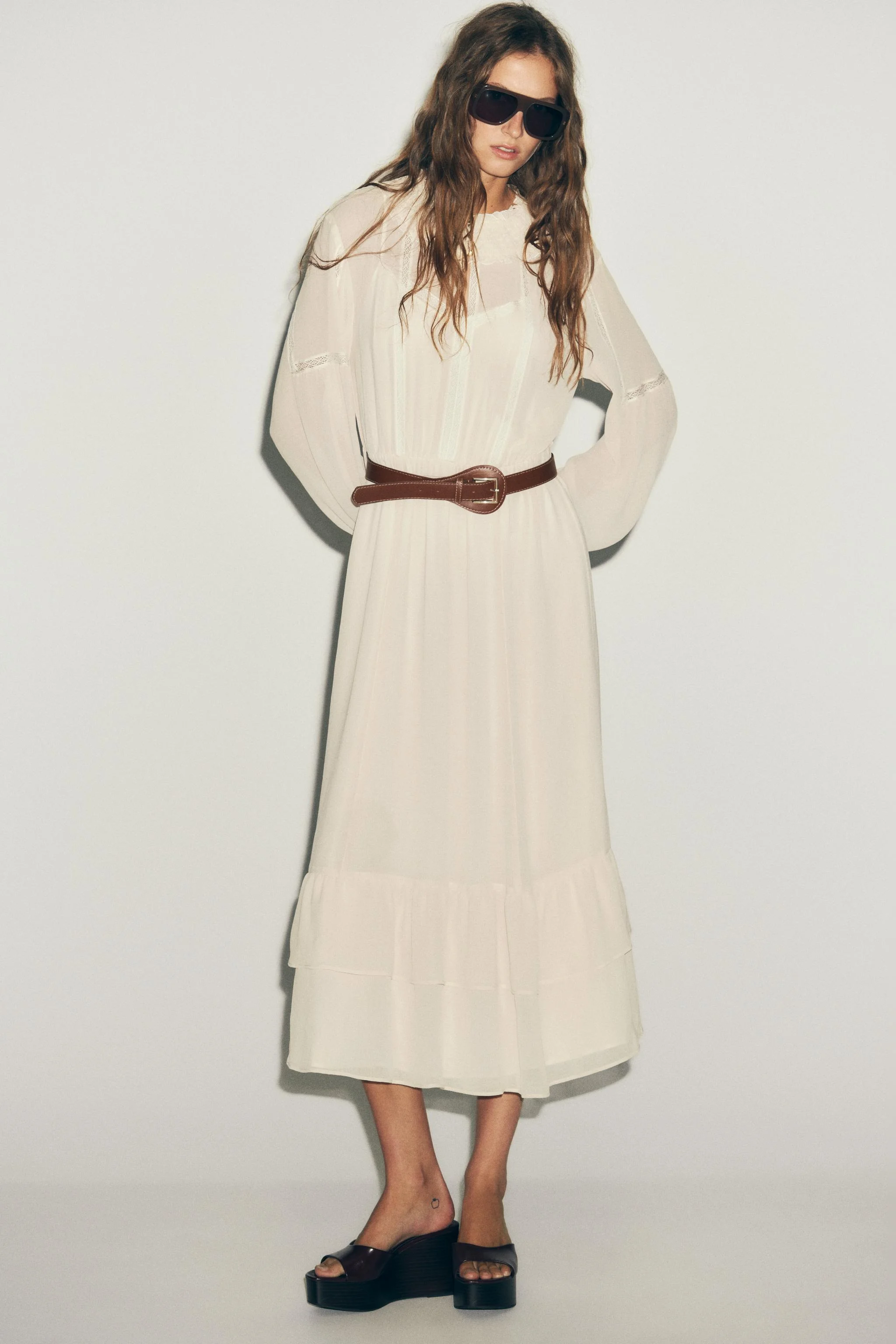 پیراهن نخی با کمربند