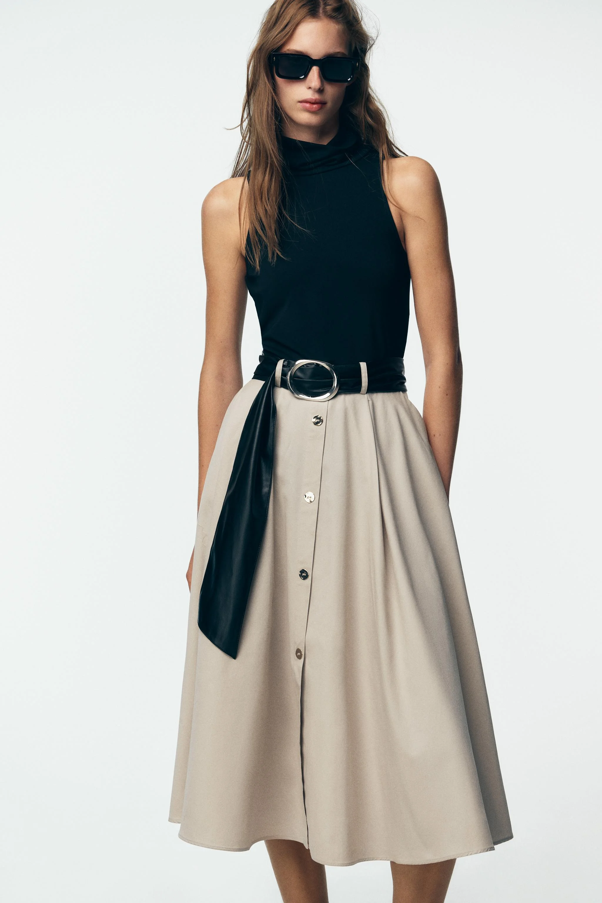 پیراهن ترکیبی کمربند دار