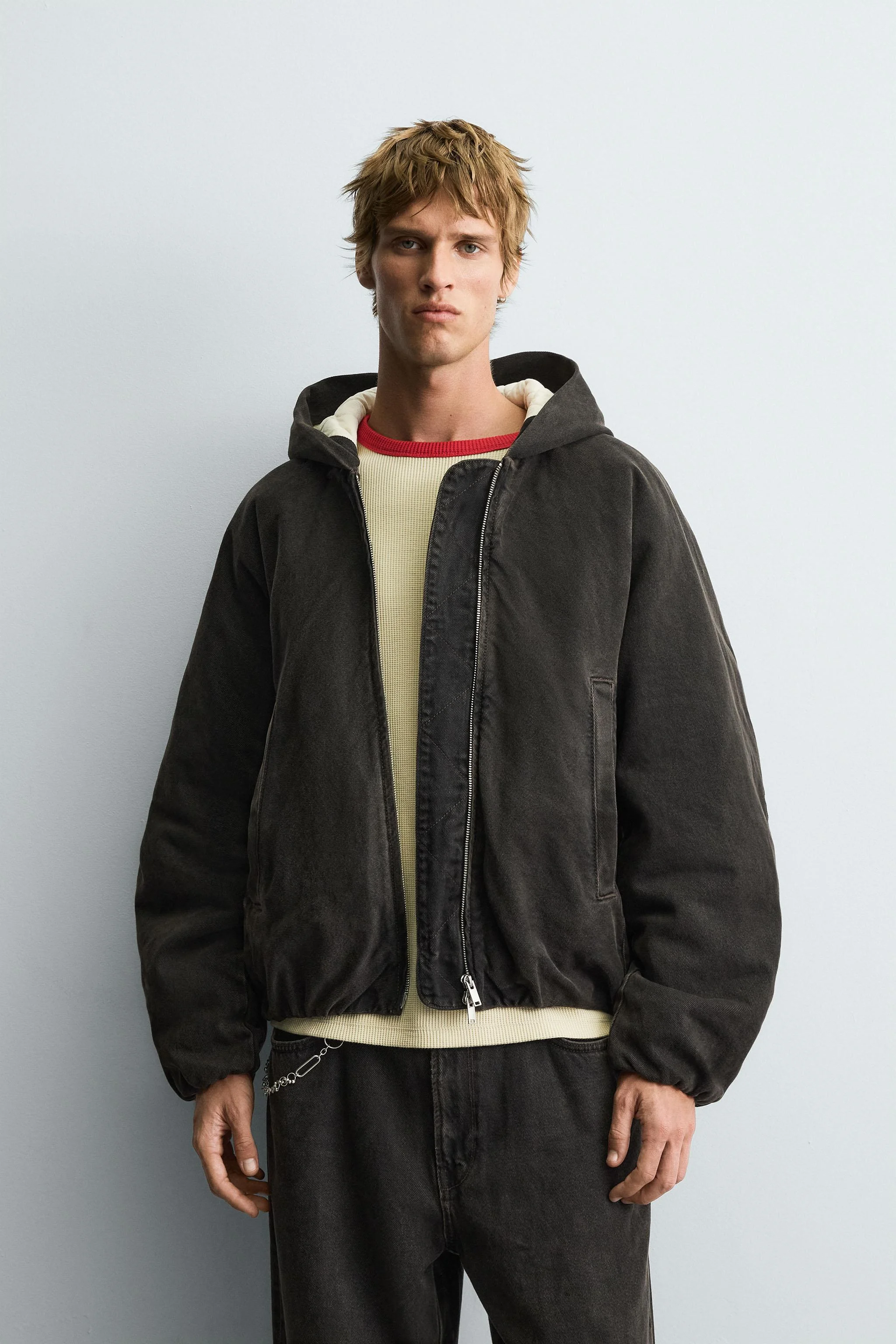 کت جین لحافی با کلاه کت جین لحافی با کلاه