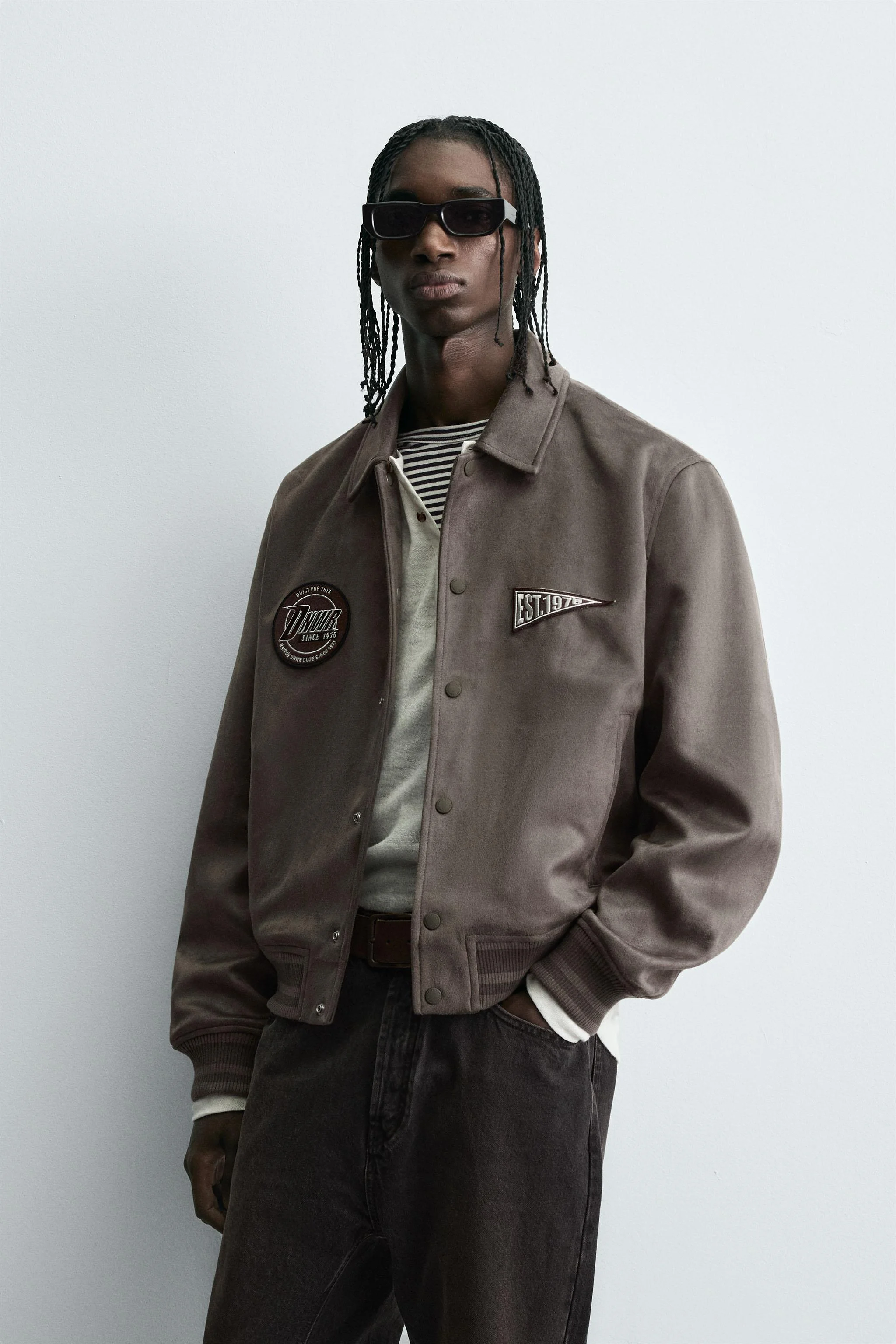 کت جیر مصنوعی با تکه دوزی و جزئیات گلدوزی