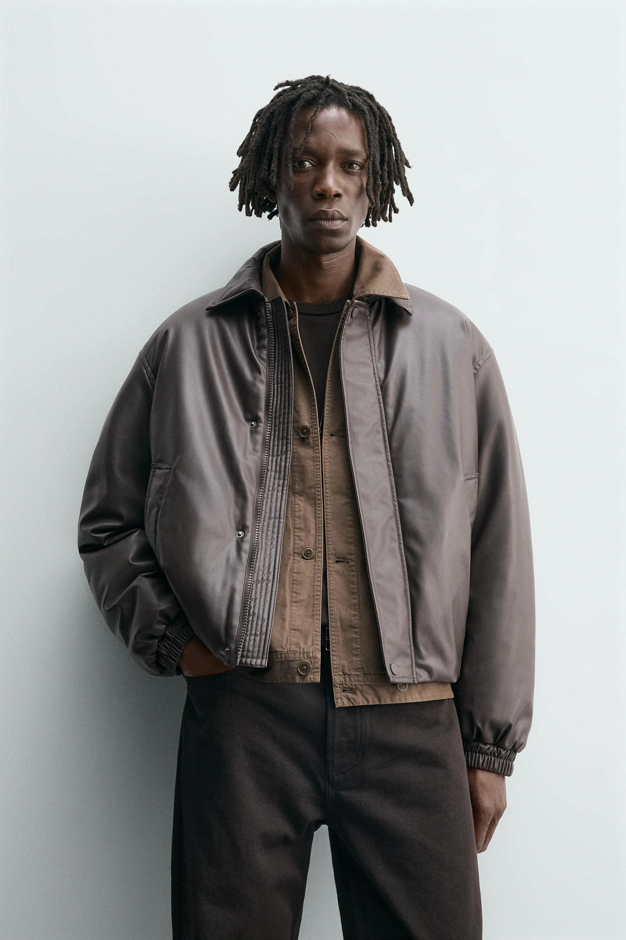 کت با تن خور راحت با بافت چرم