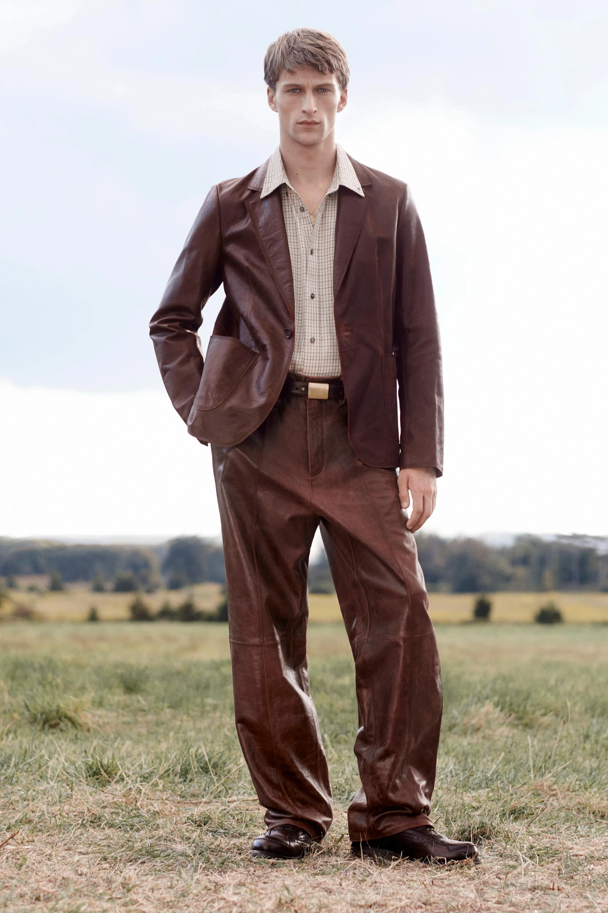 کت تک چرم با برش آزاد