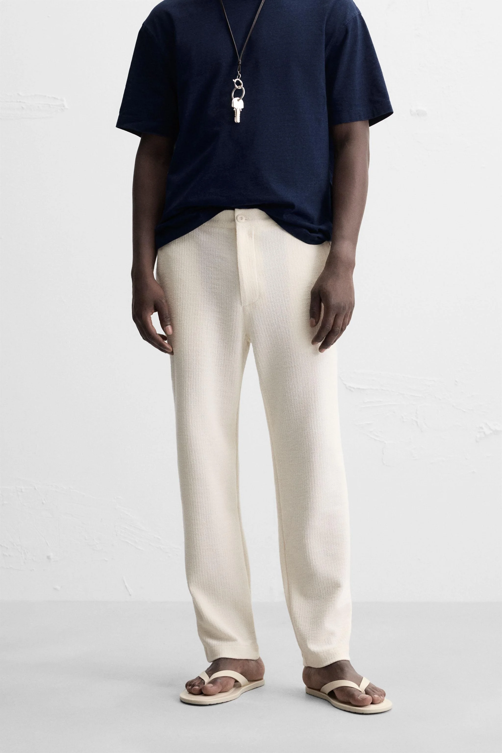 شلوار کتان با بافت