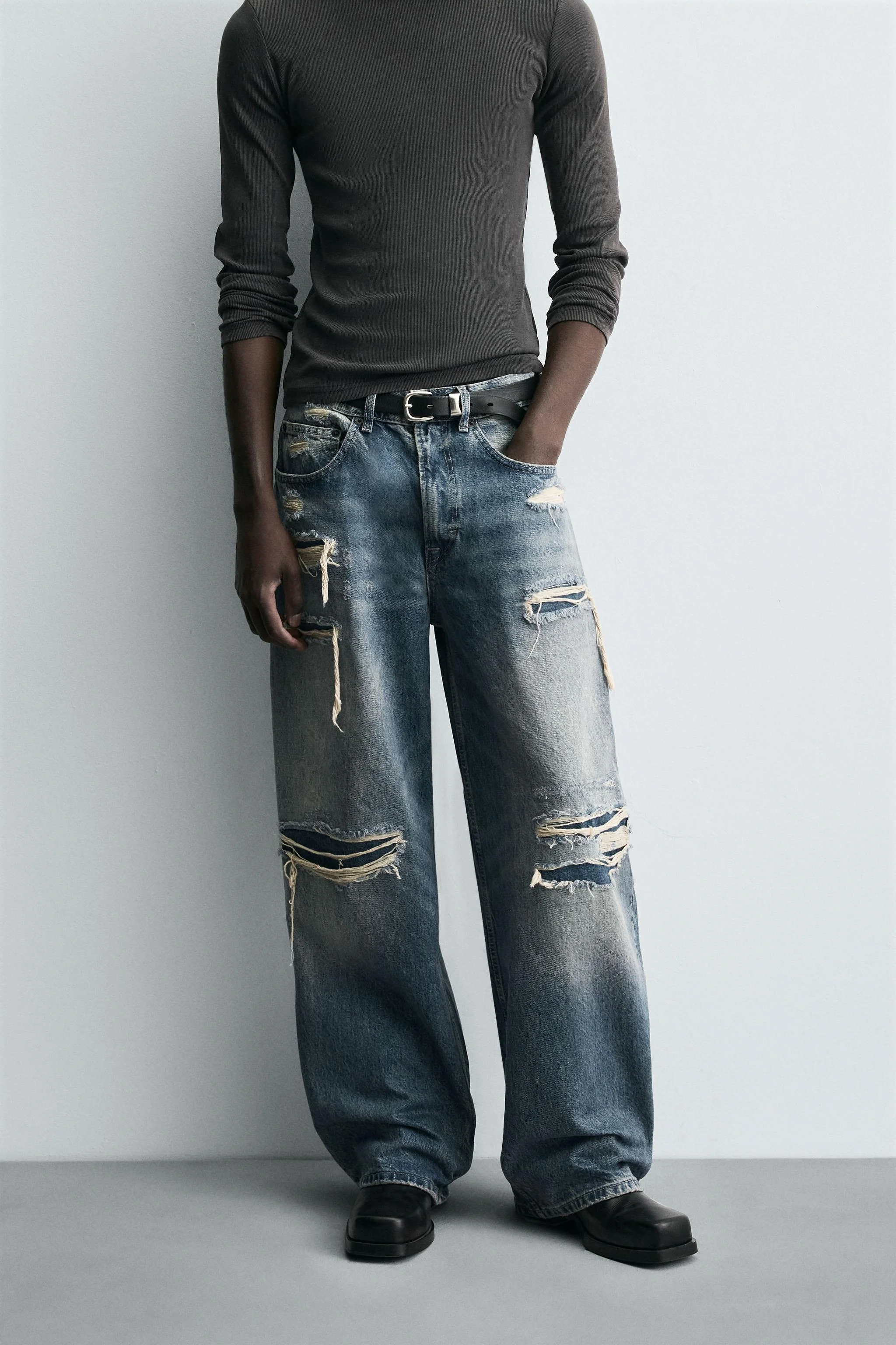 شلوار جین فیت بادکنکی پاره