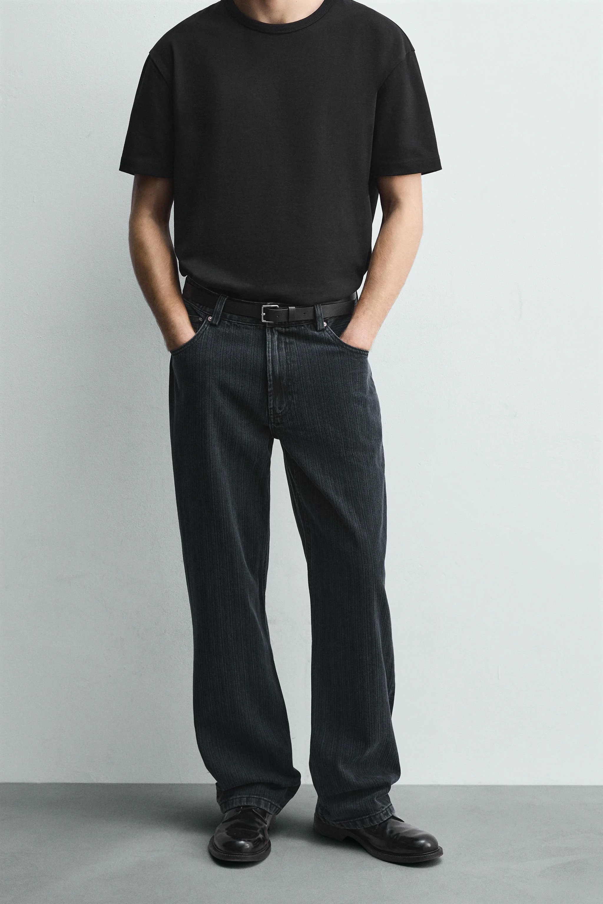 شلوار جین راه راه با بافت