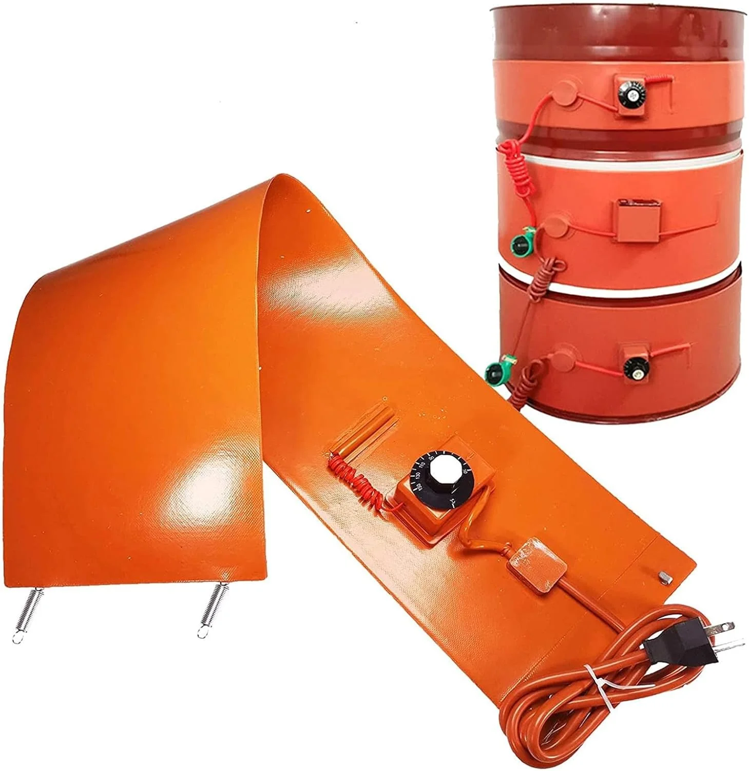 گرمکن فلزی بشکه، پد گرمایش سیلیکونی برقی 2000 وات با ترموستات، کمربند گرمکن بشکه روغن 200 لیتری، پد گرمکن سیلیکونی انعطاف پذیر برای شیرآلات، ابزار دقیق، مخازن، گرمکن مخزن گریس، 30-150 درجه سانتیگراد