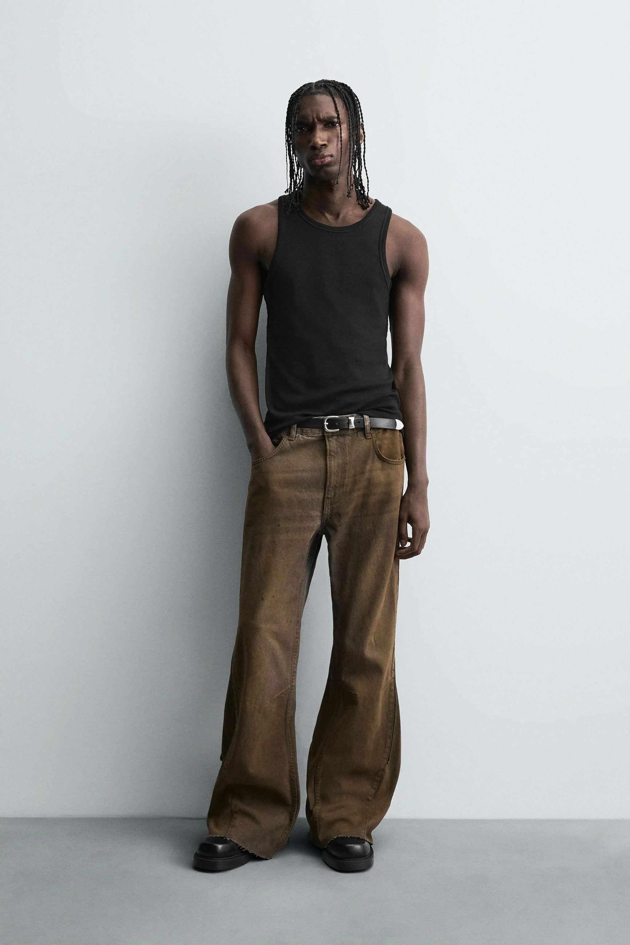 شلوار جین دمپا گشاد با زیپ