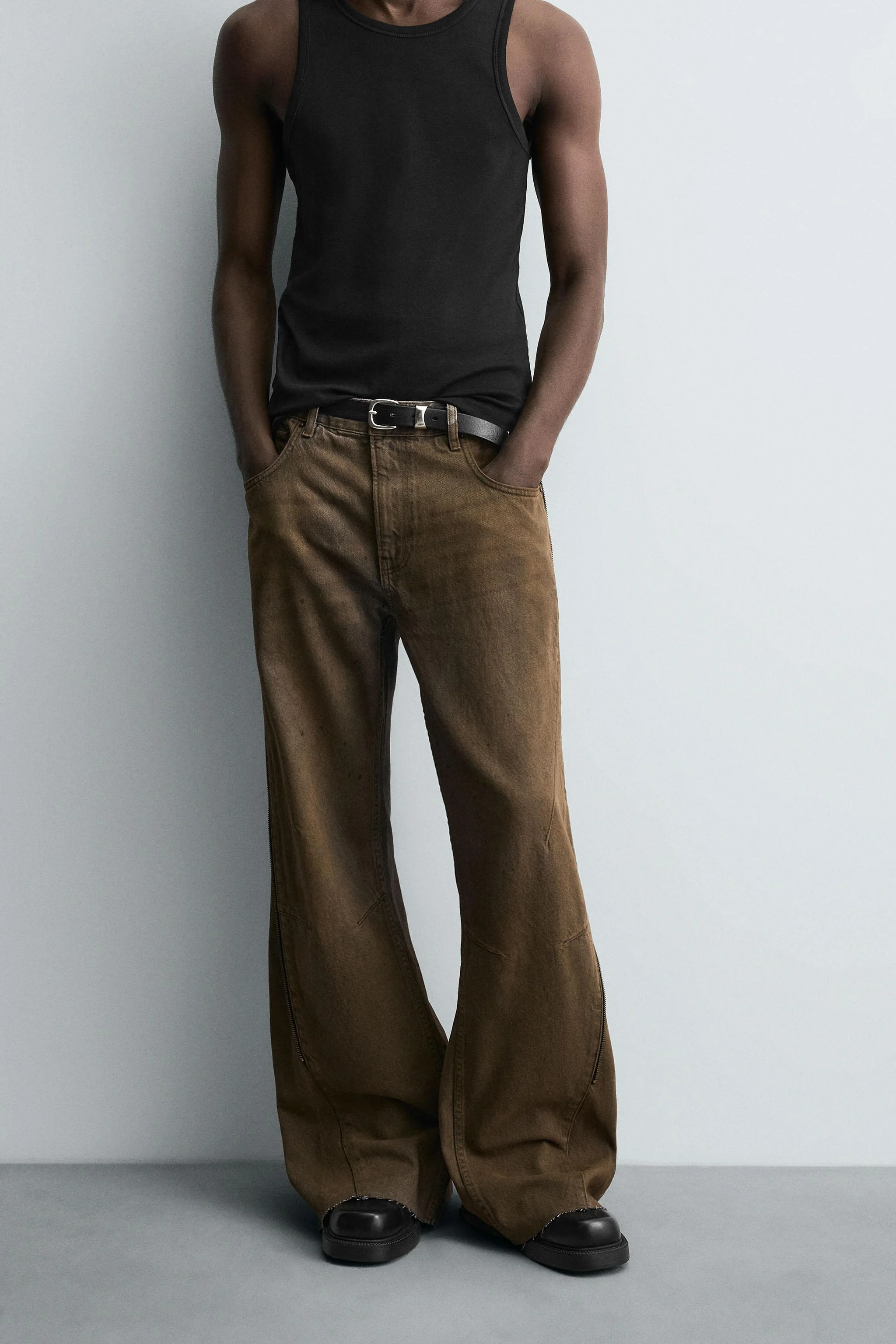 شلوار جین دمپا گشاد با زیپ