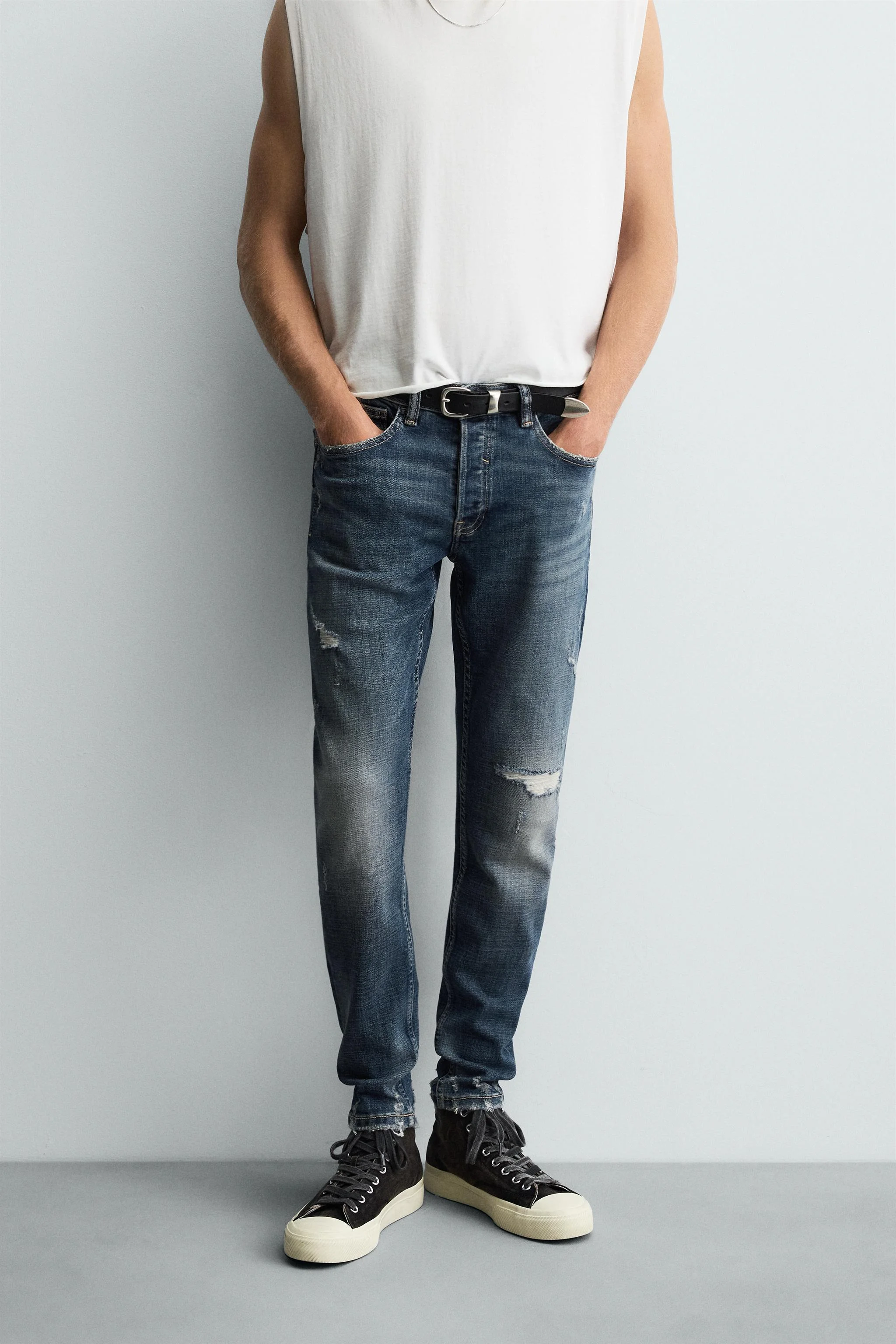 شلوار جین جذب فیت باریک پاره