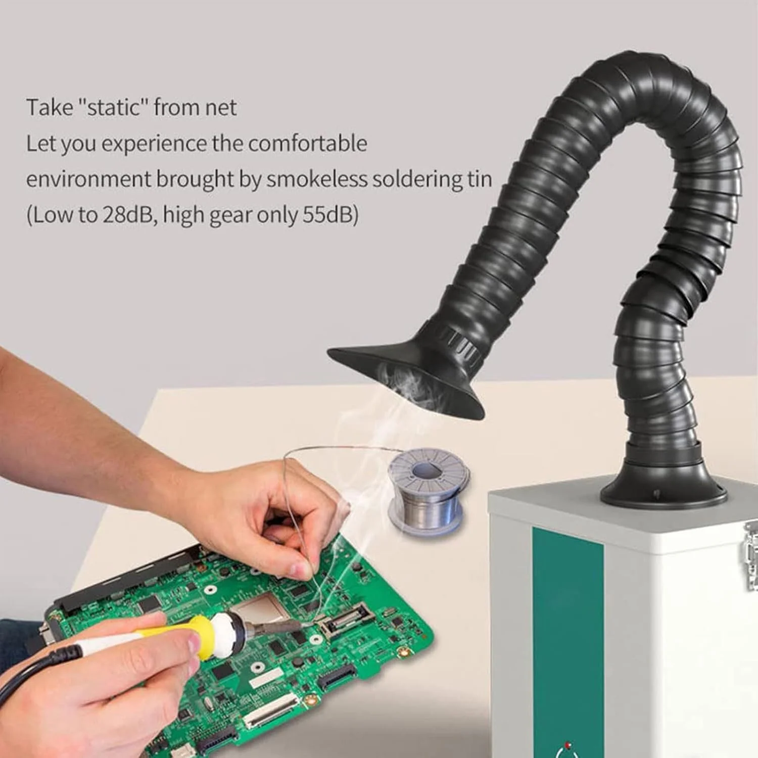 دستگاه مکنده دود جوشکاری کم صدا، ایستگاه لحیم کاری کارگاهی، جاذب دود لحیم کاری، دستگاه تهویه صنعتی برای ساخت صنایع دستی، فیلتراسیون چند لایه