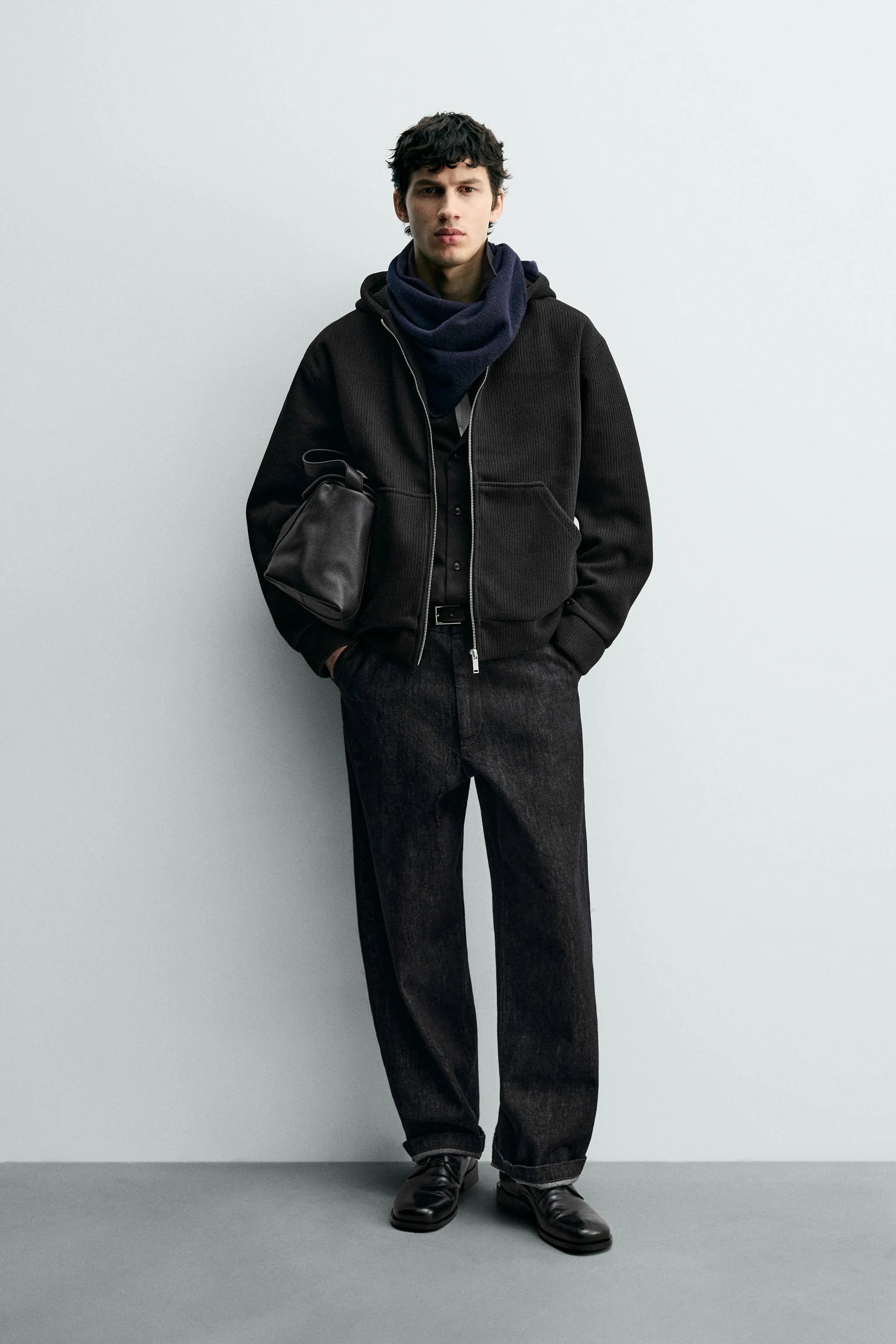 هودی زیپ‌دار بافت دنده‌ای