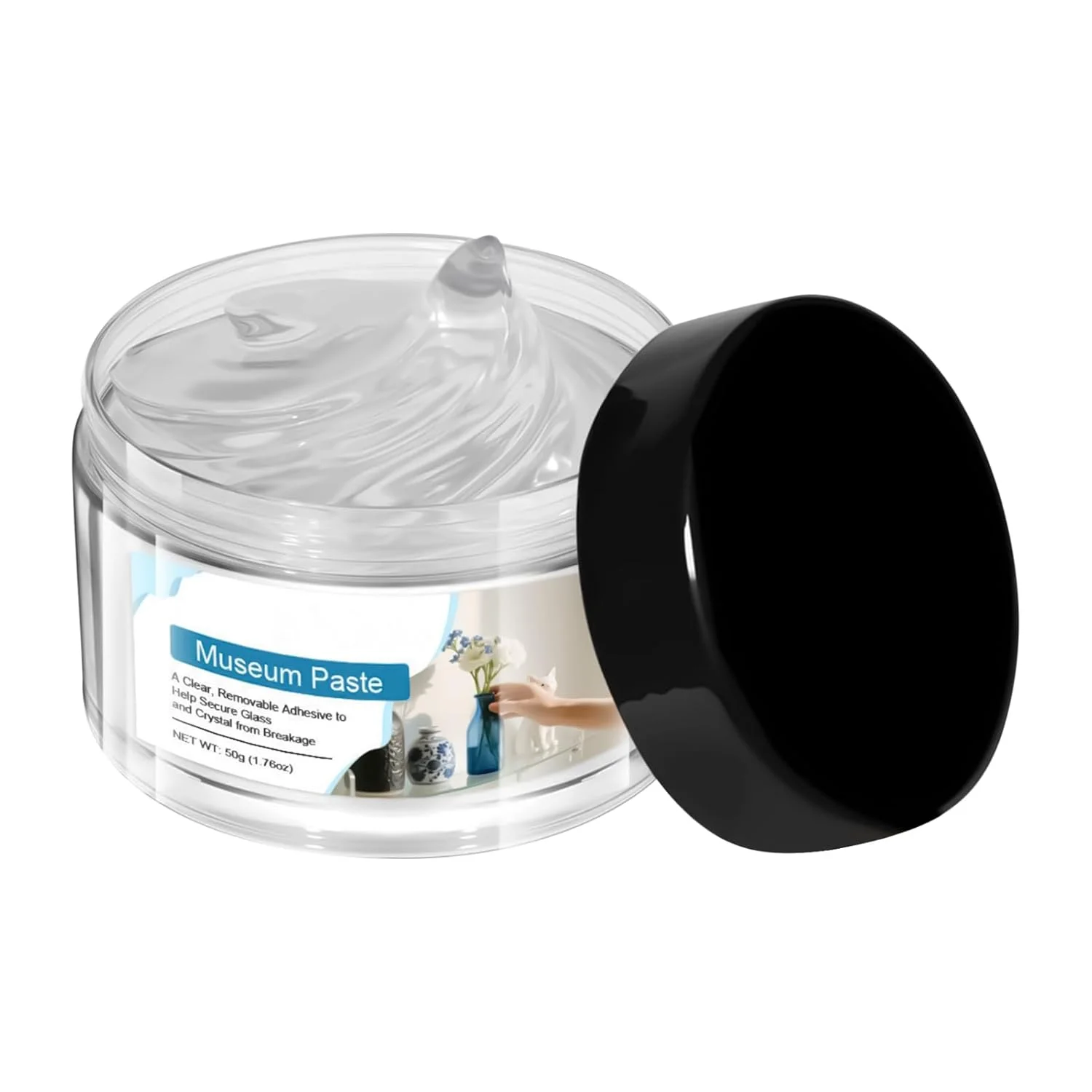 چسب ژله‌ای شفاف برای موزه | چسب سرامیک جداشدنی 50 گرمی - بتونه چسبناک قابل استفاده مجدد برای نگهداری اشیاء - برای نمایشگاه شمع، شیشه، سرامیک، هنر، صنایع دستی و کلکسیون آثار