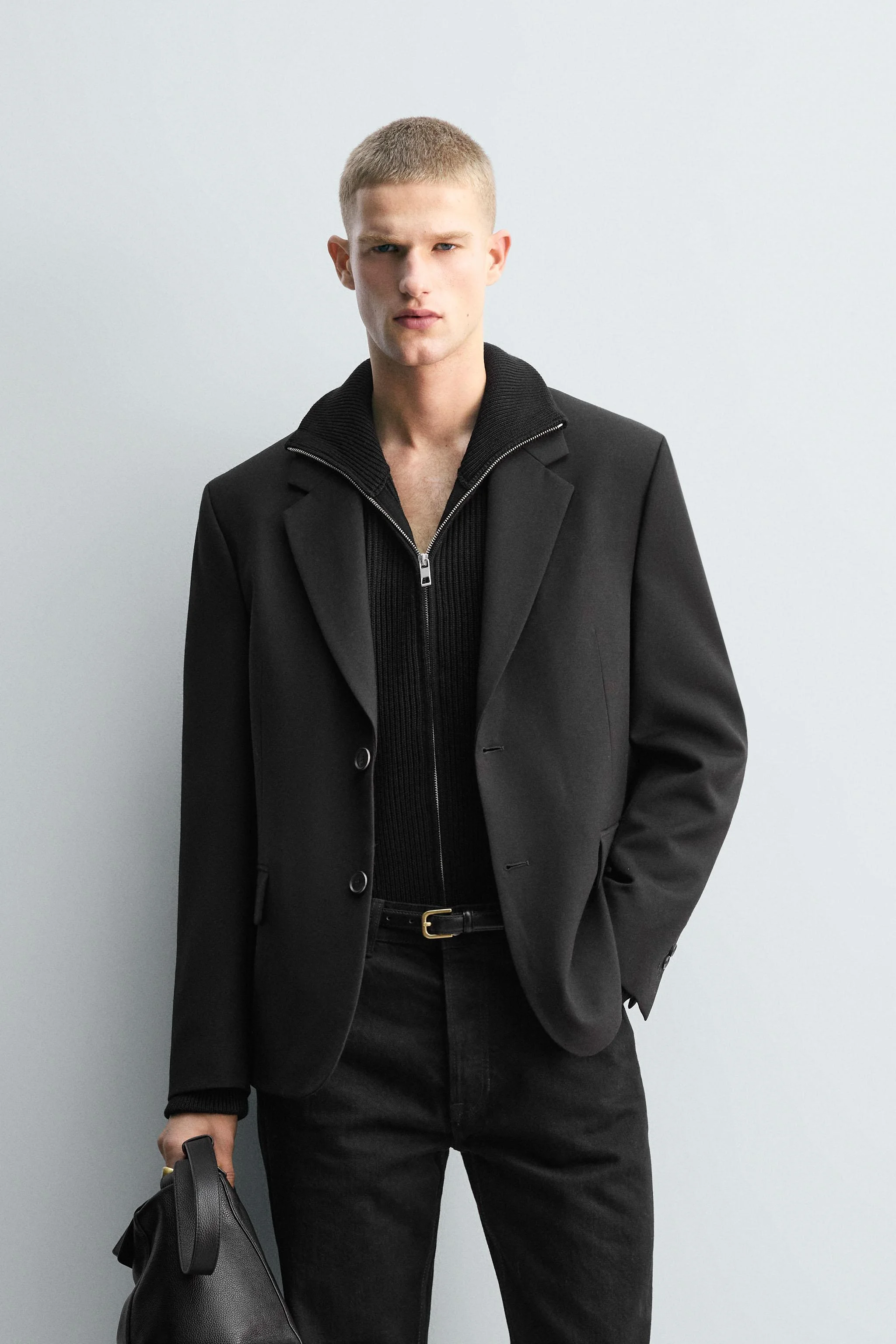 کت تک رسمی پشمی و ویسکوز با طرح محدود