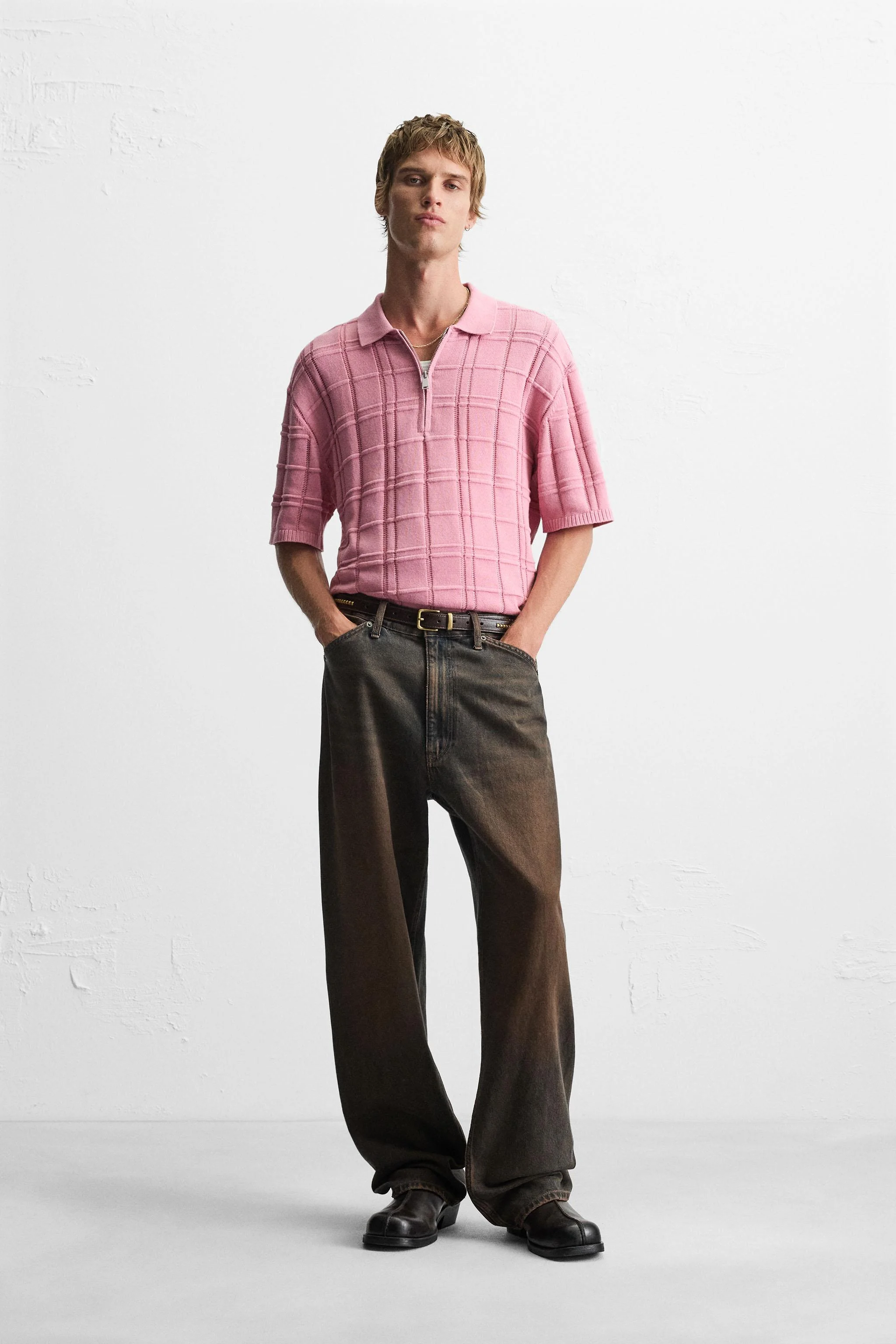 پولوشرت بافتنی ژاکارد طرحدار پولوشرت بافتنی ژاکارد طرحدار