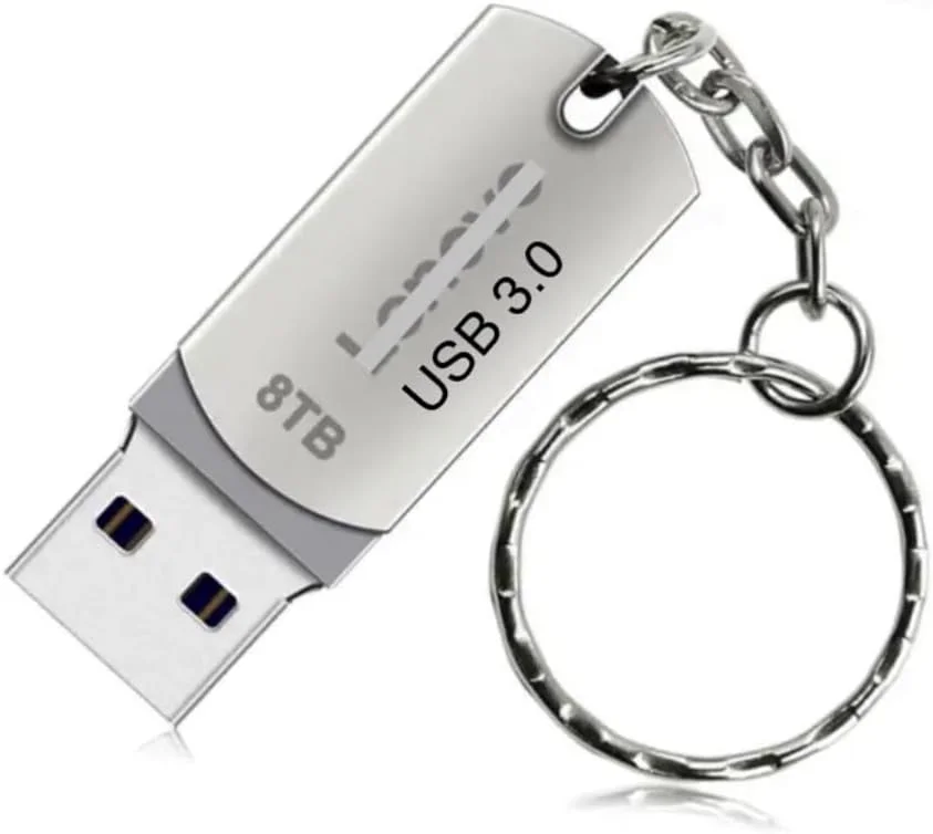 فلش مموری USB 3.0، حافظه قابل حمل 8 ترابایتی با سرعت بالا به همراه جاکلیدی، نقره ای